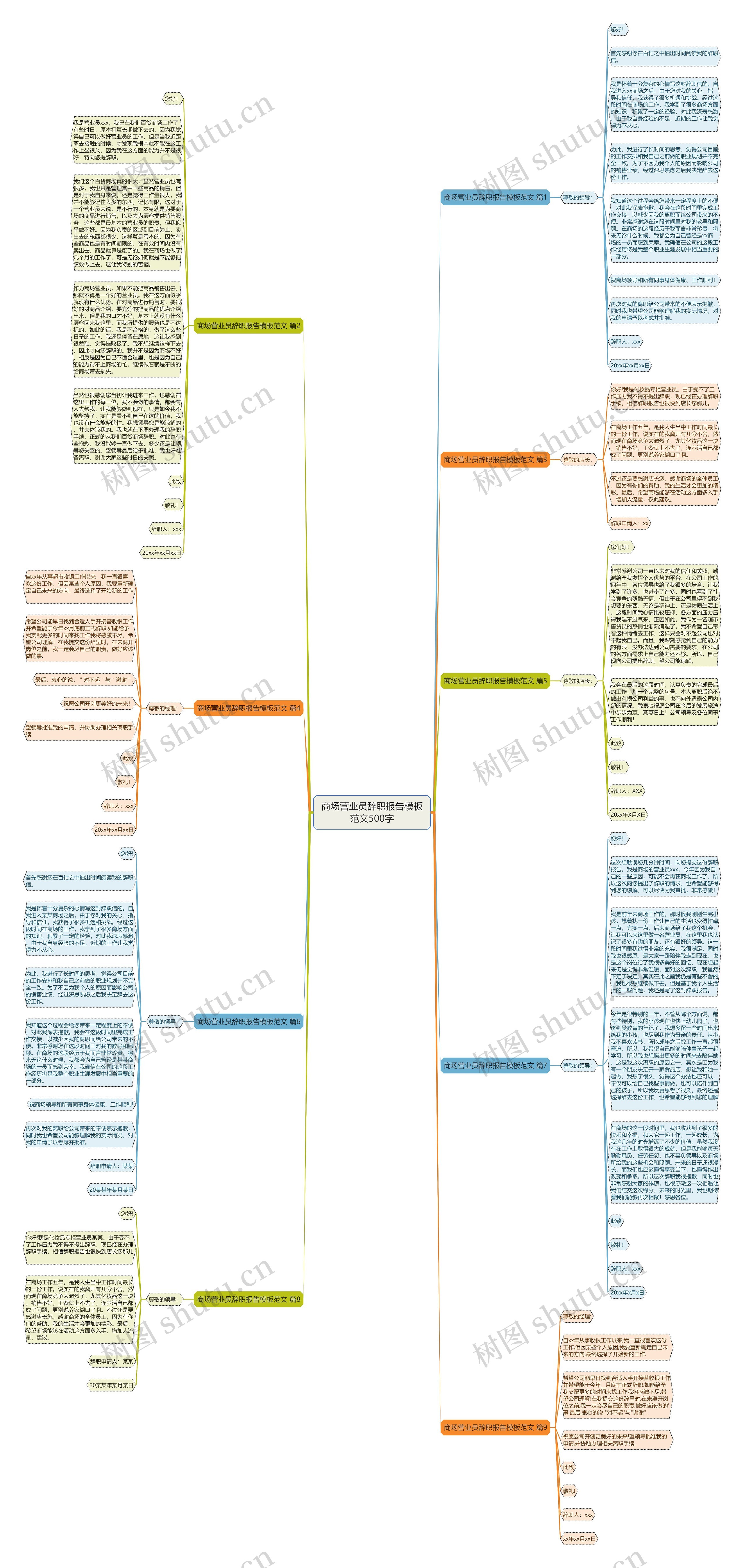 商场营业员辞职报告范文500字思维导图