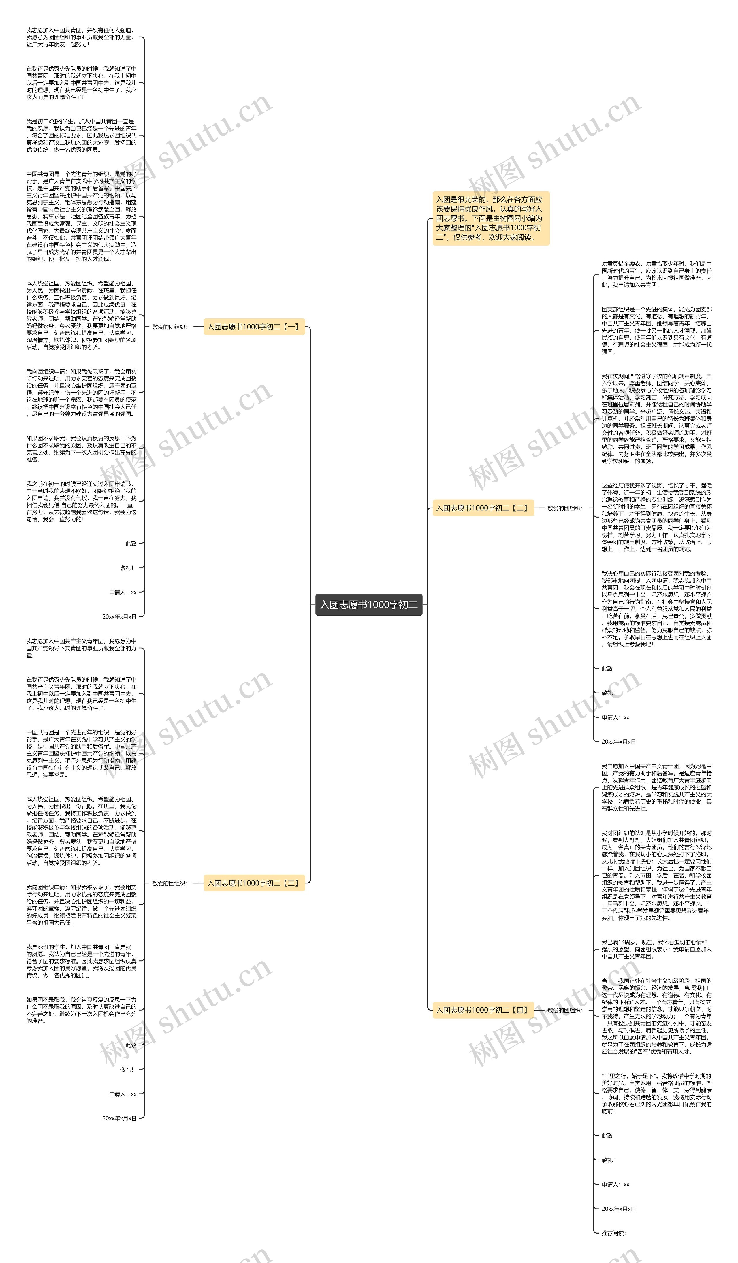 入团志愿书1000字初二思维导图