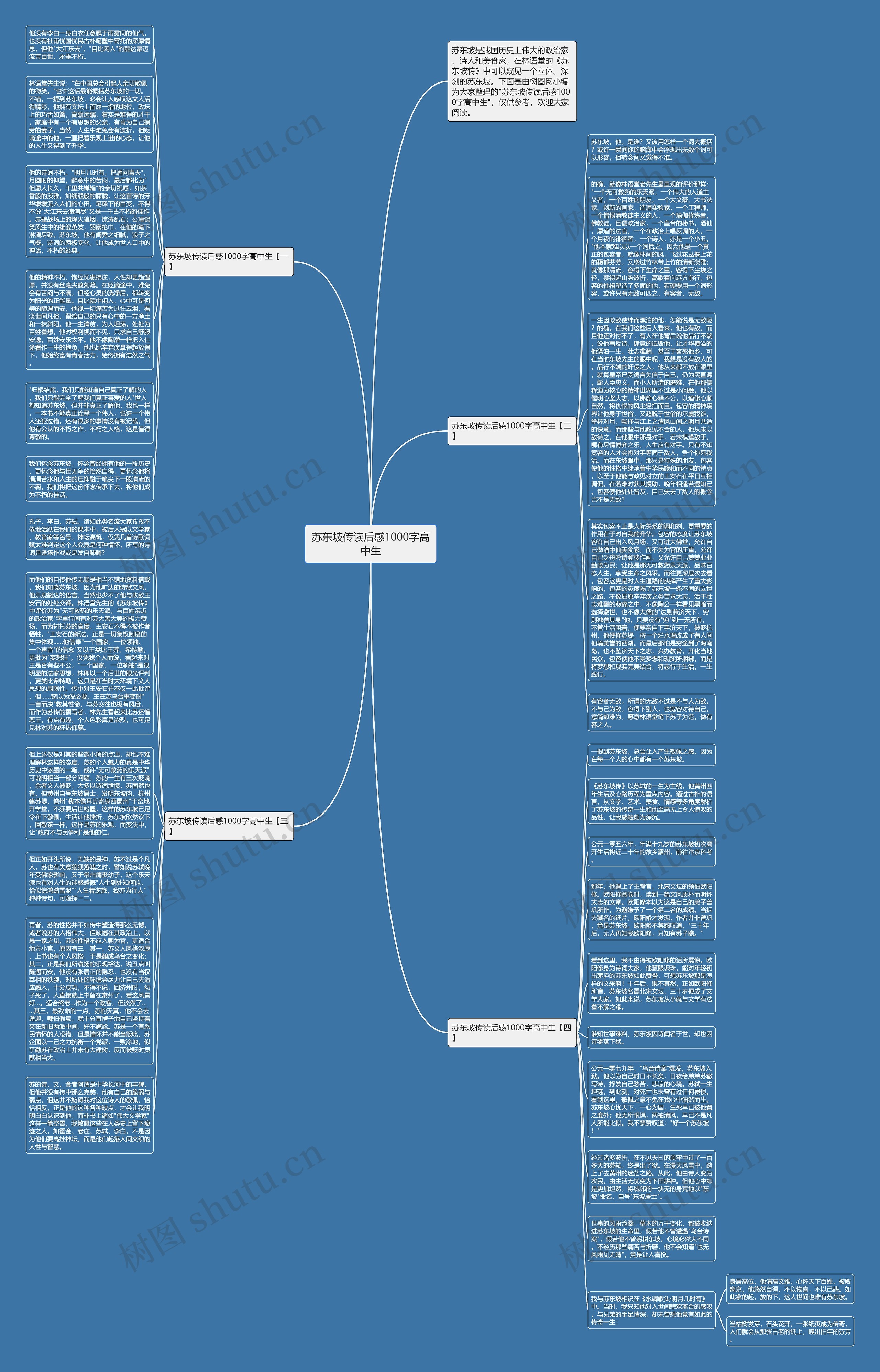 苏东坡传读后感1000字高中生思维导图
