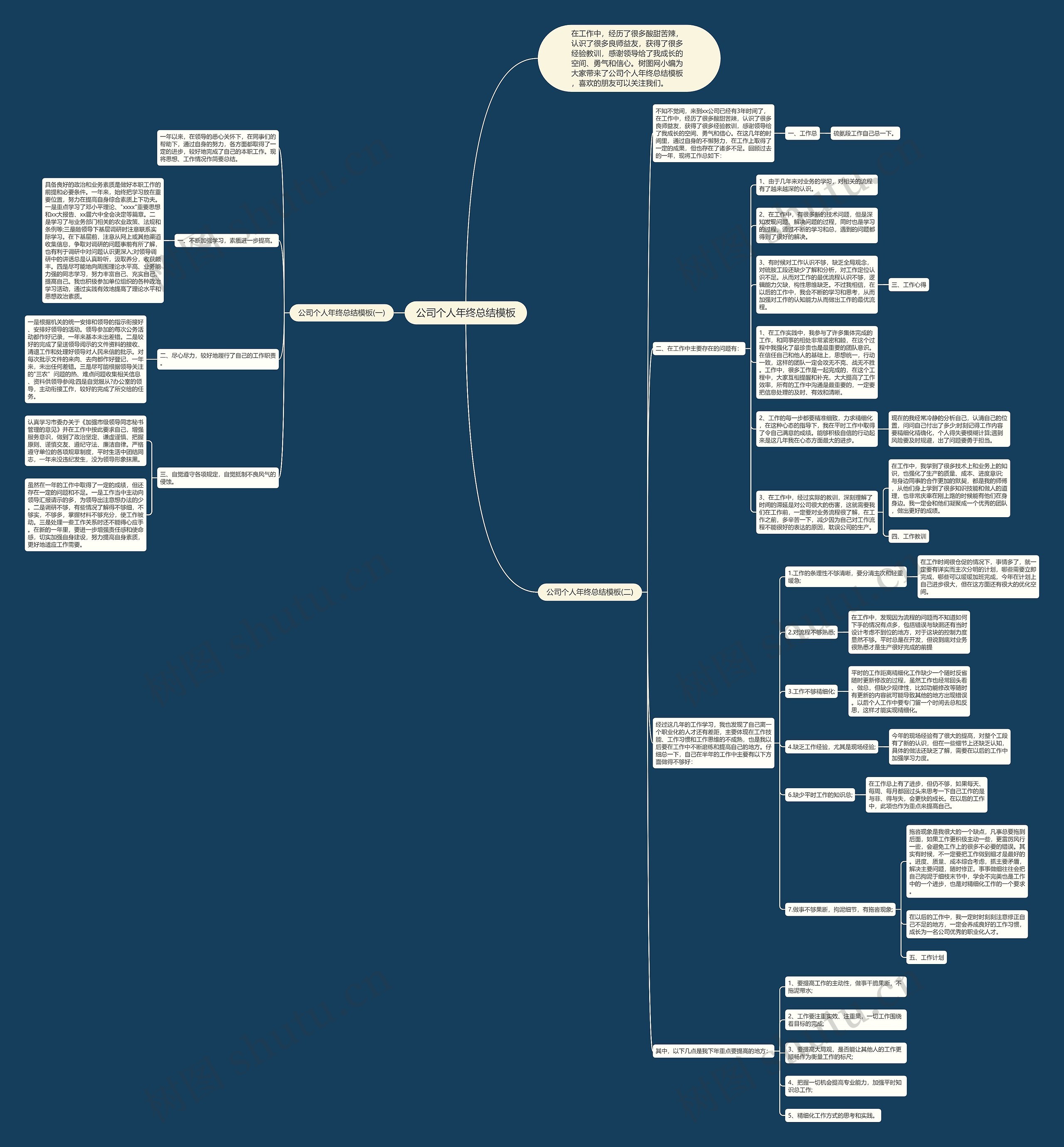 公司个人年终总结思维导图