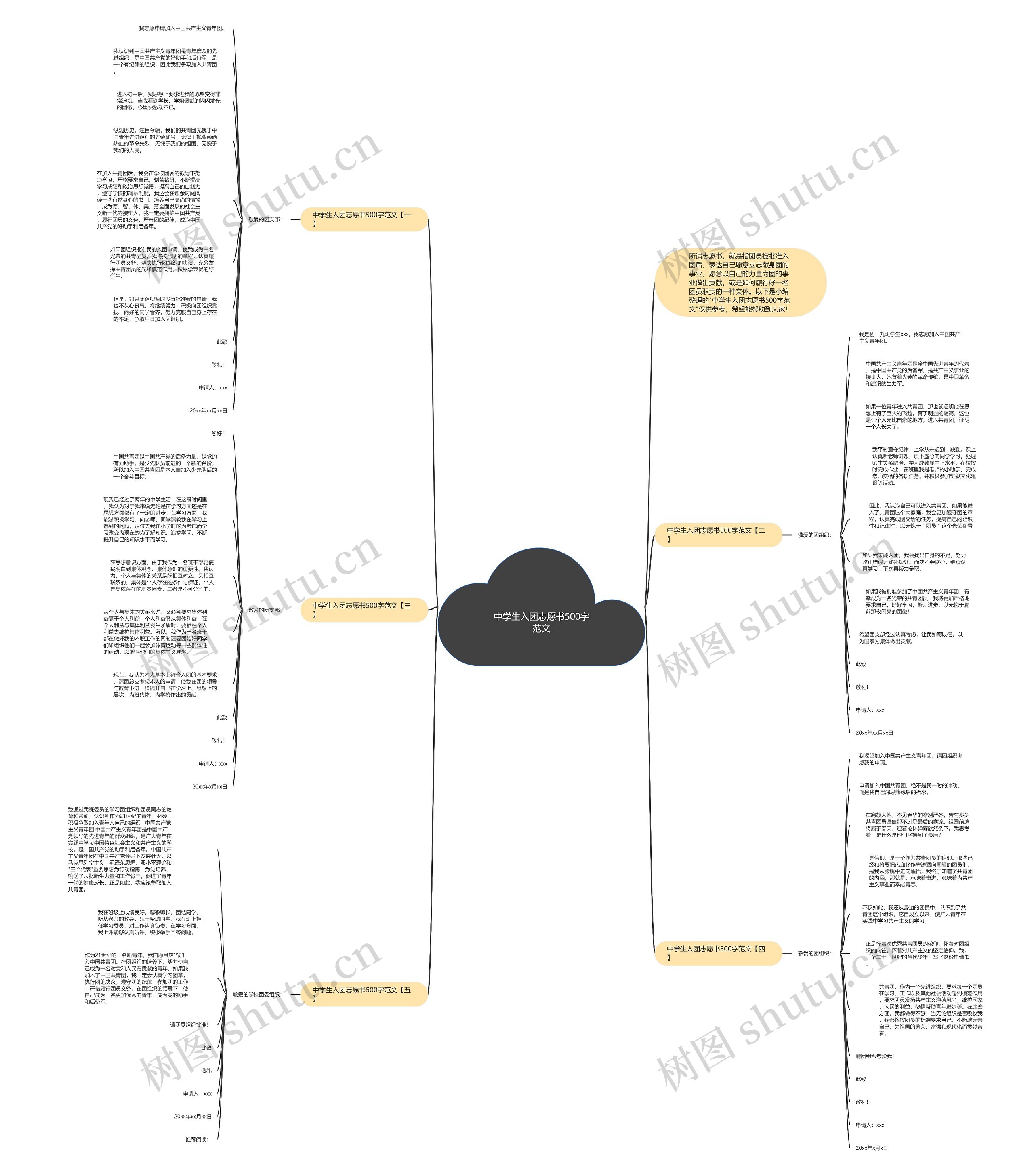中学生入团志愿书500字范文思维导图