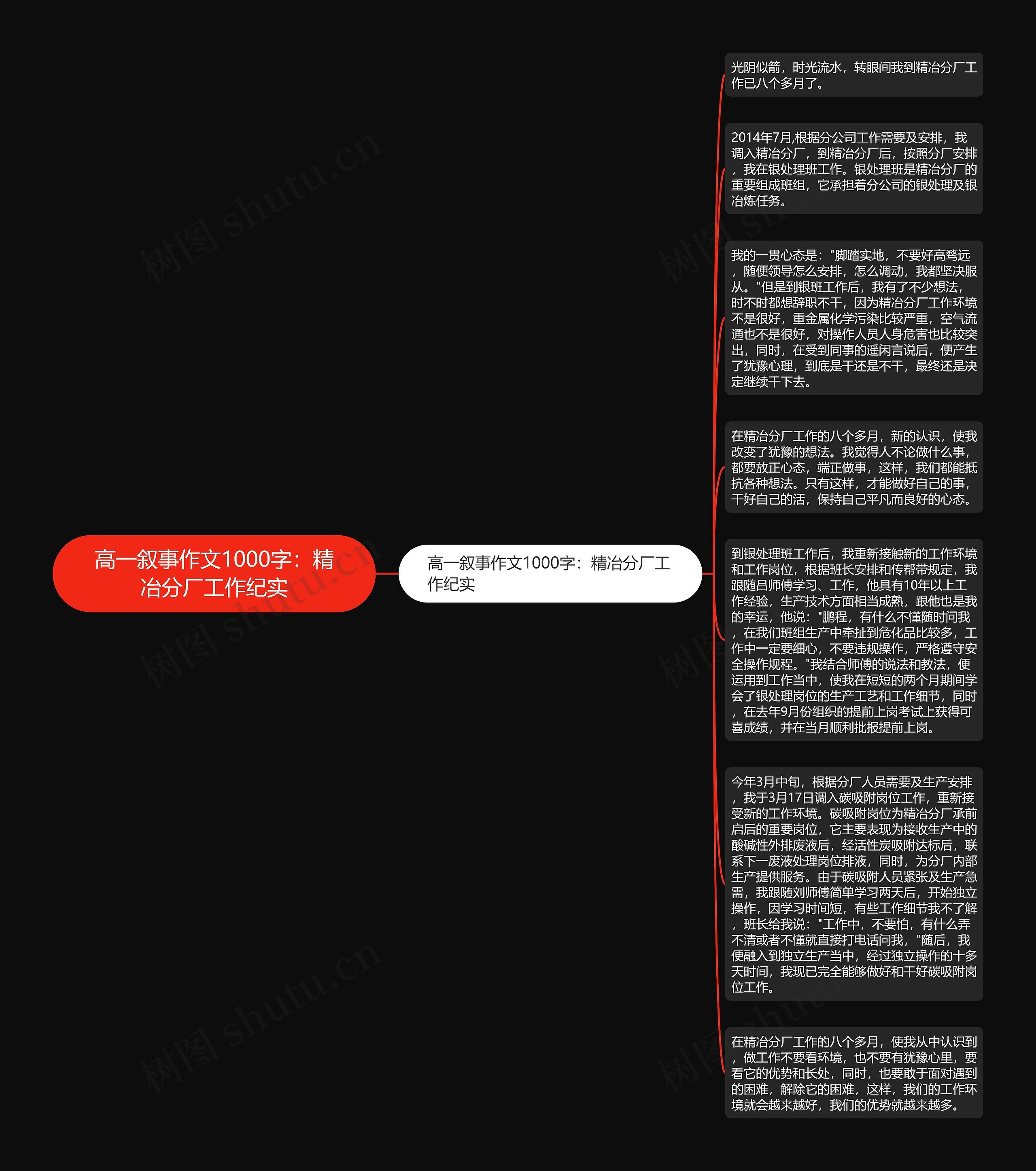 高一叙事作文1000字：精冶分厂工作纪实思维导图