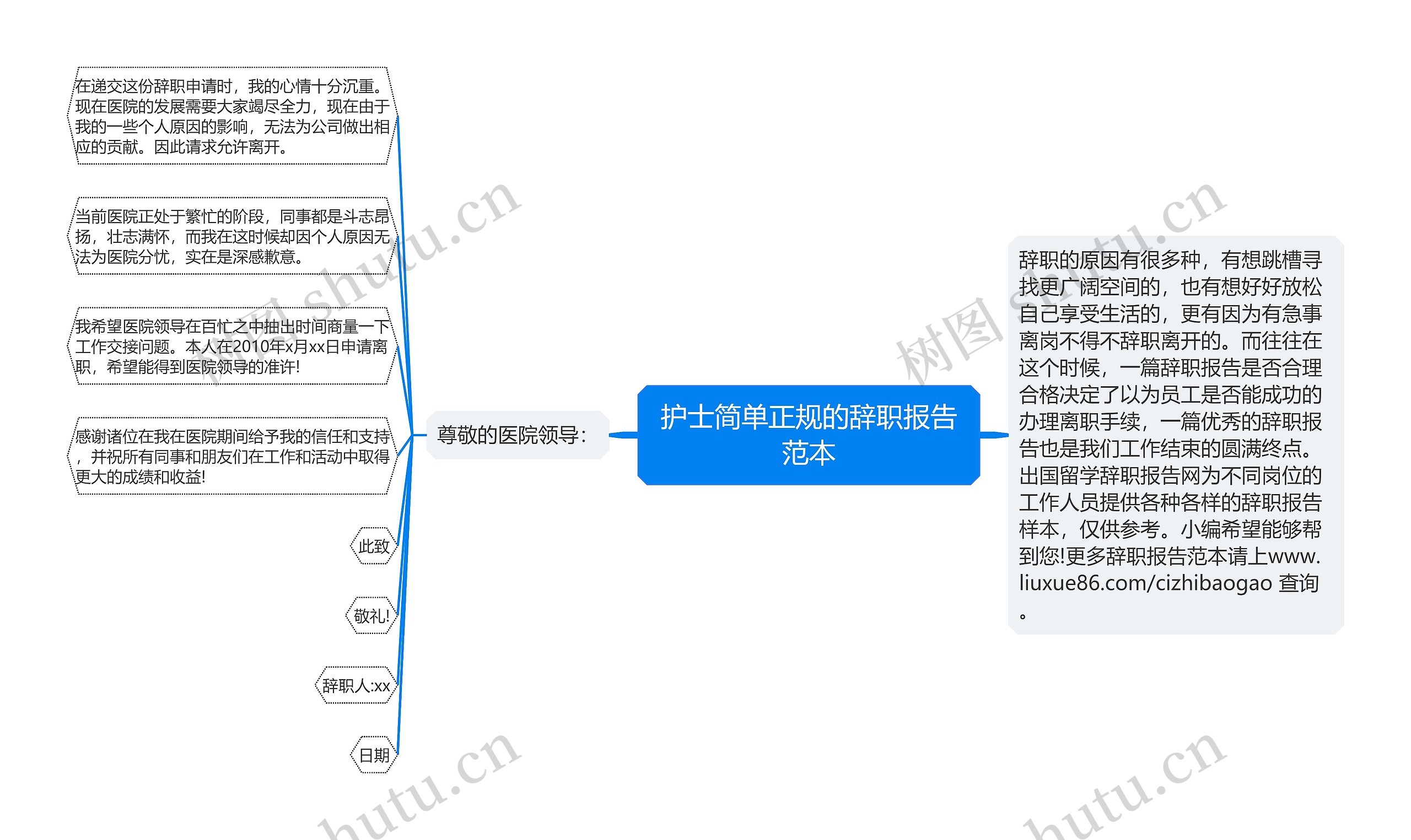 护士简单正规的辞职报告范本思维导图