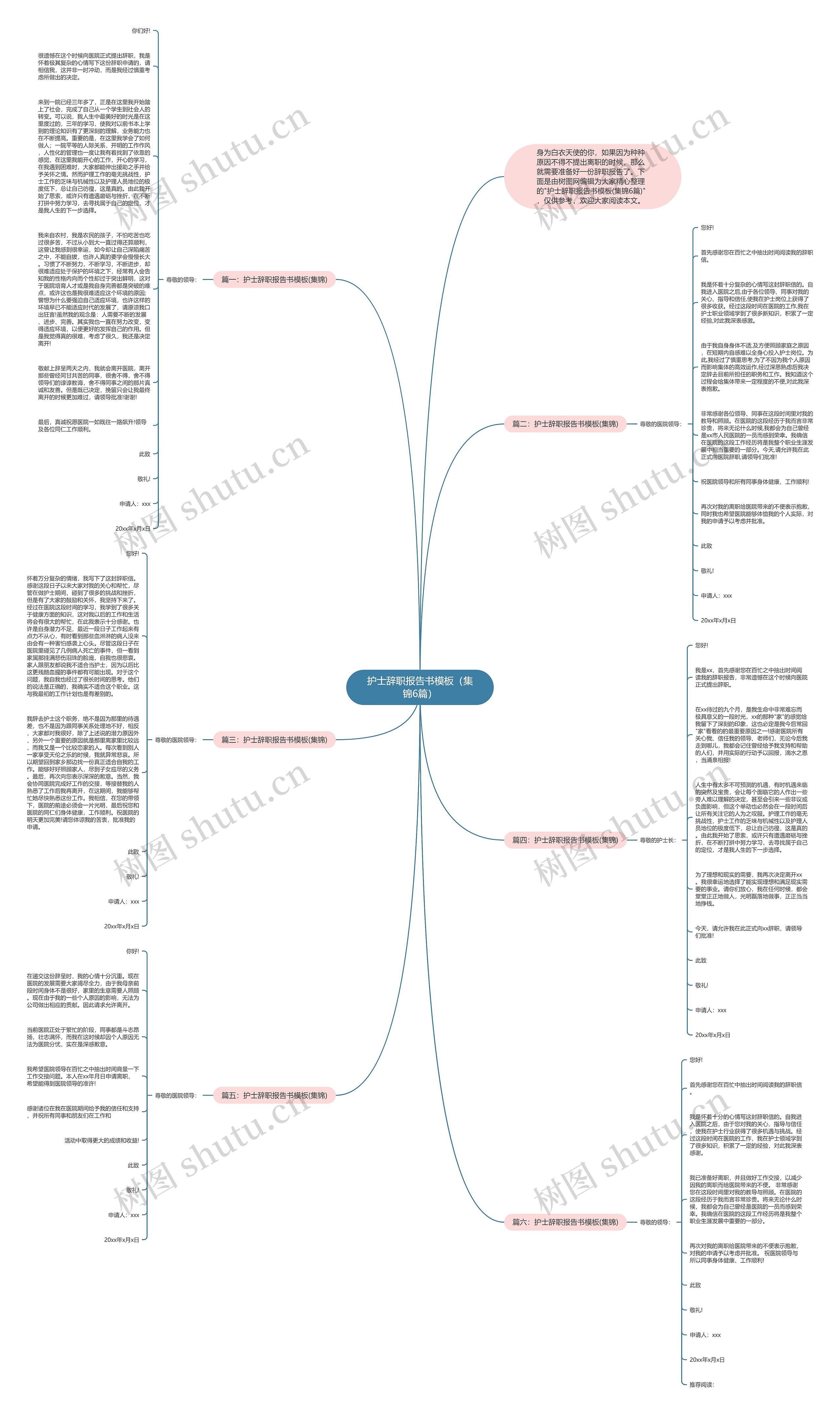 护士辞职报告书（集锦6篇）思维导图