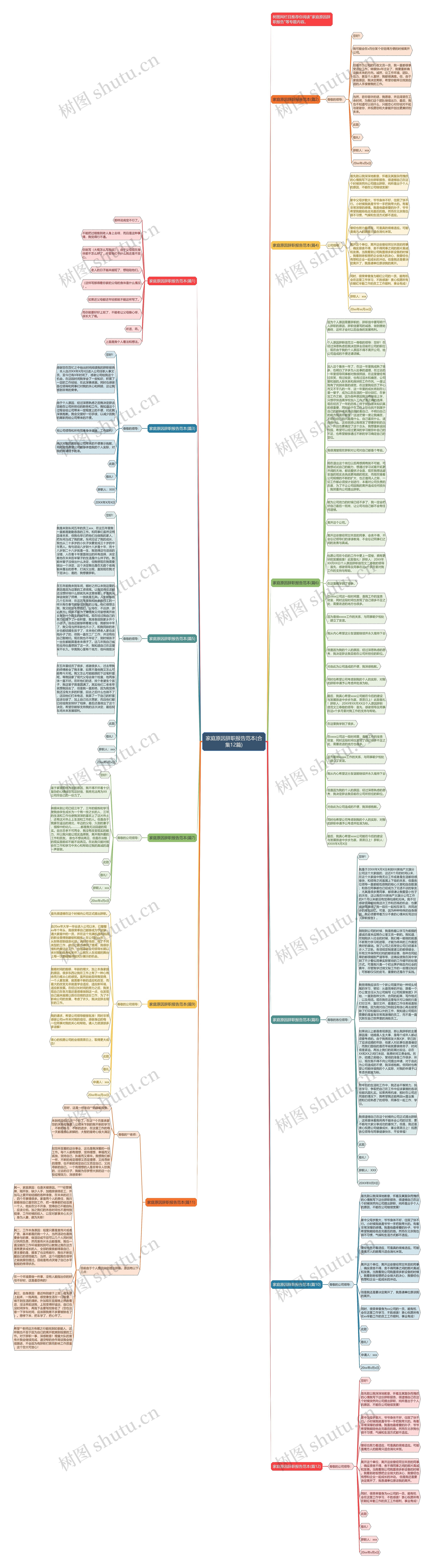 家庭原因辞职报告范本(合集12篇)思维导图