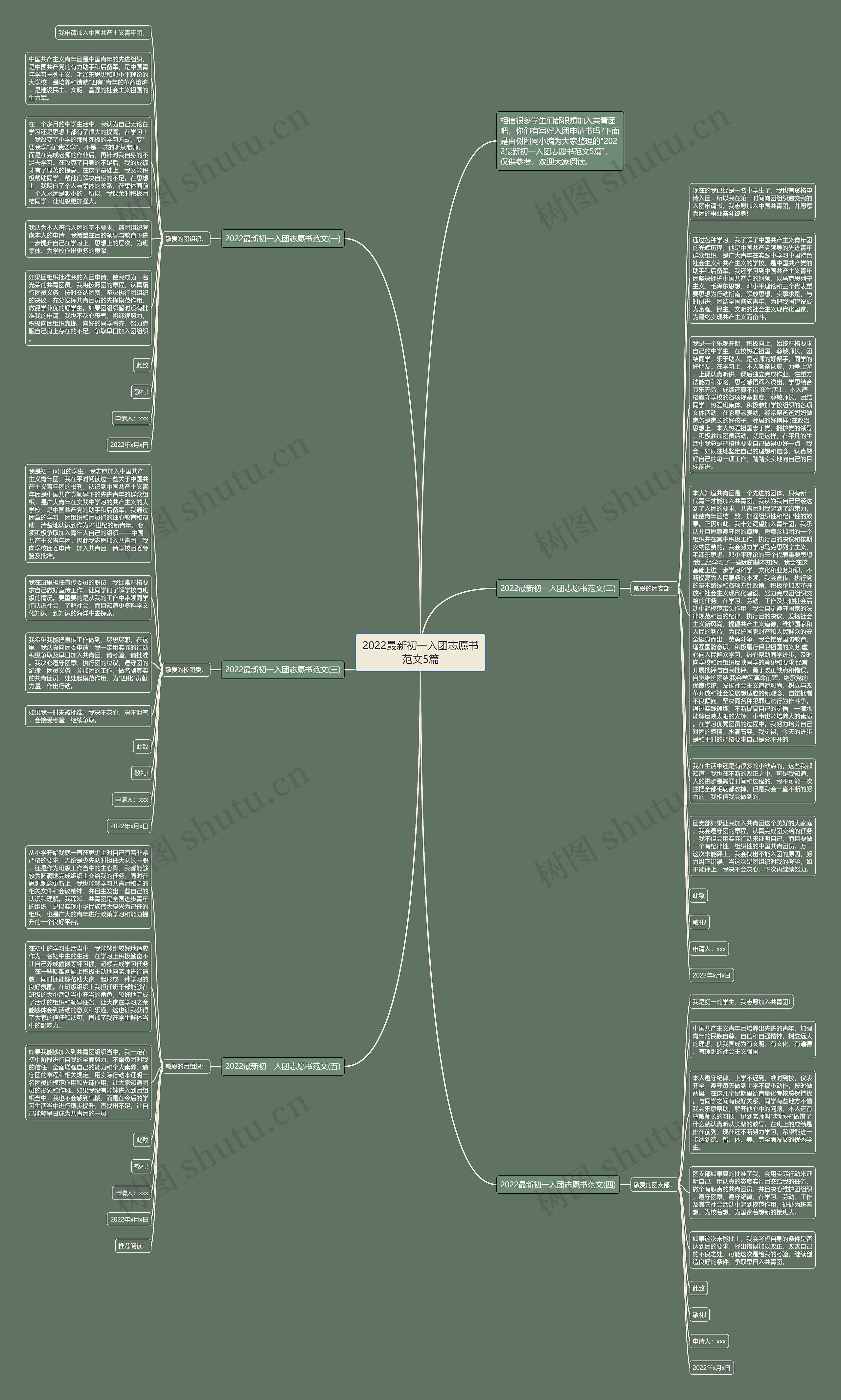 2022最新初一入团志愿书范文5篇思维导图