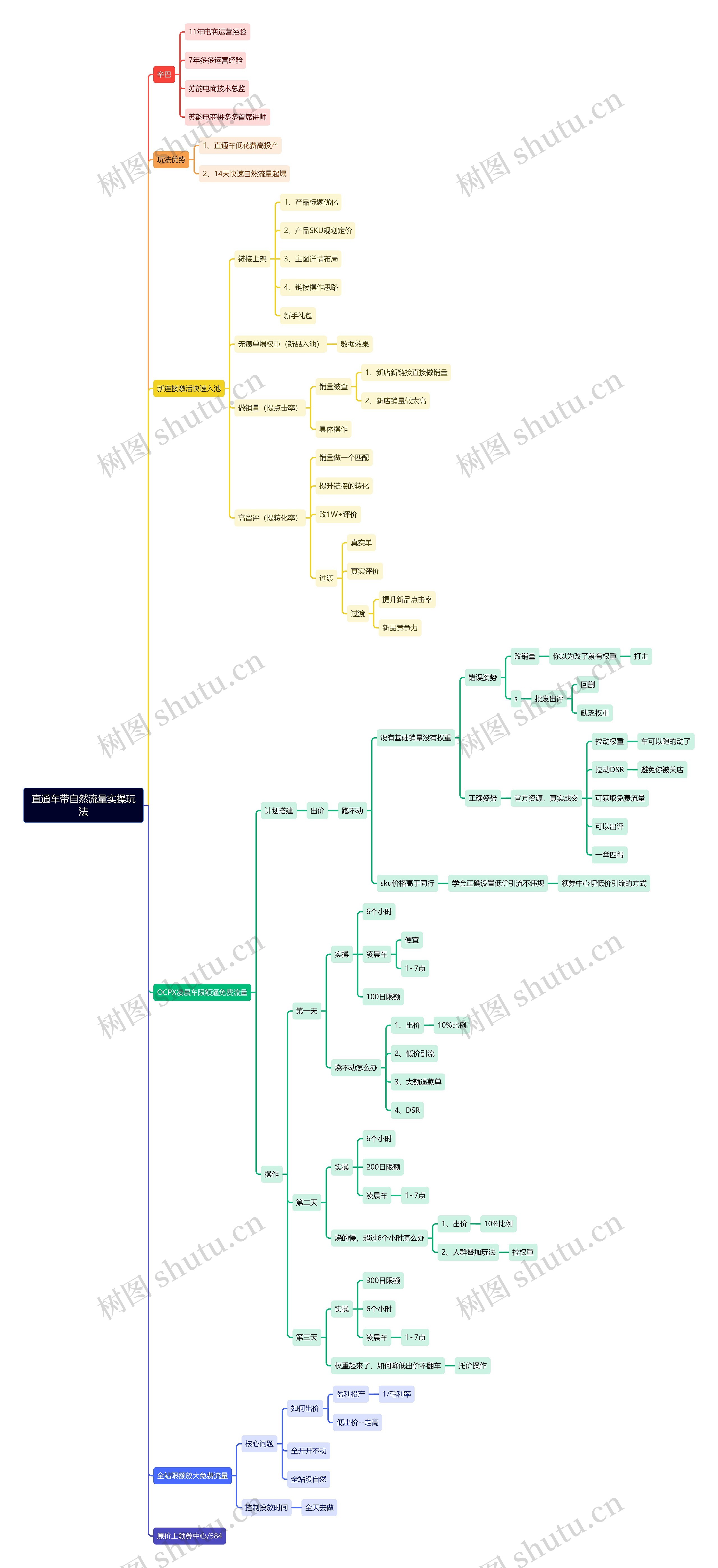 直通车带自然流量实操玩法思维导图高清图 直通车带自然流量实操玩法思维导图