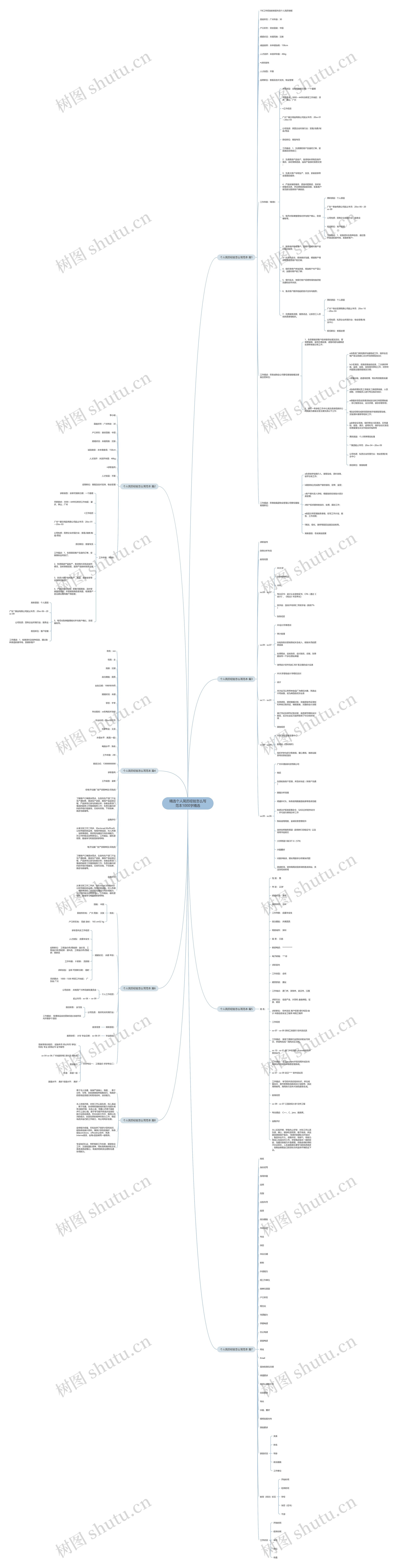 精选个人简历经验怎么写范本1000字精选思维导图