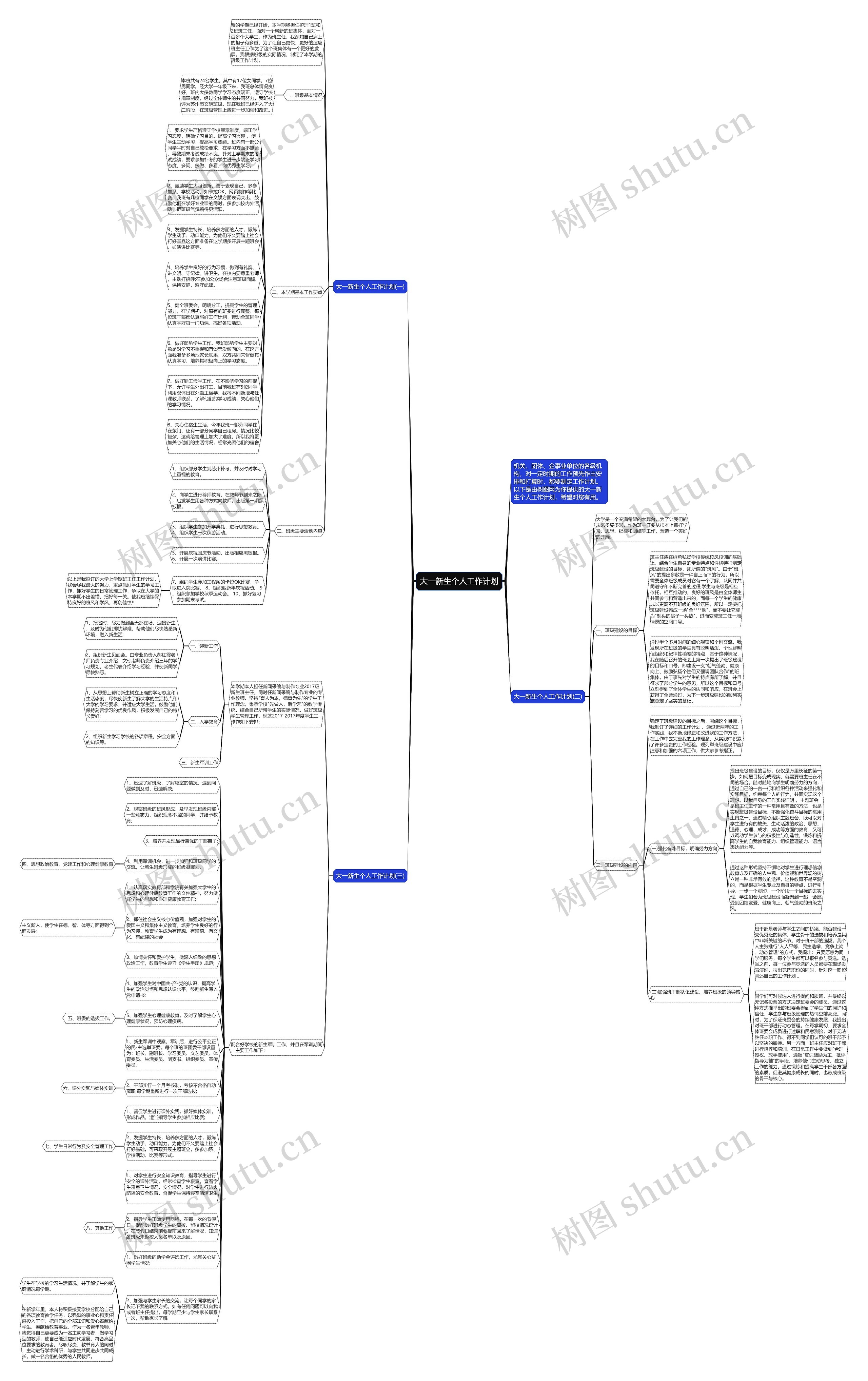 大一新生个人工作计划思维导图