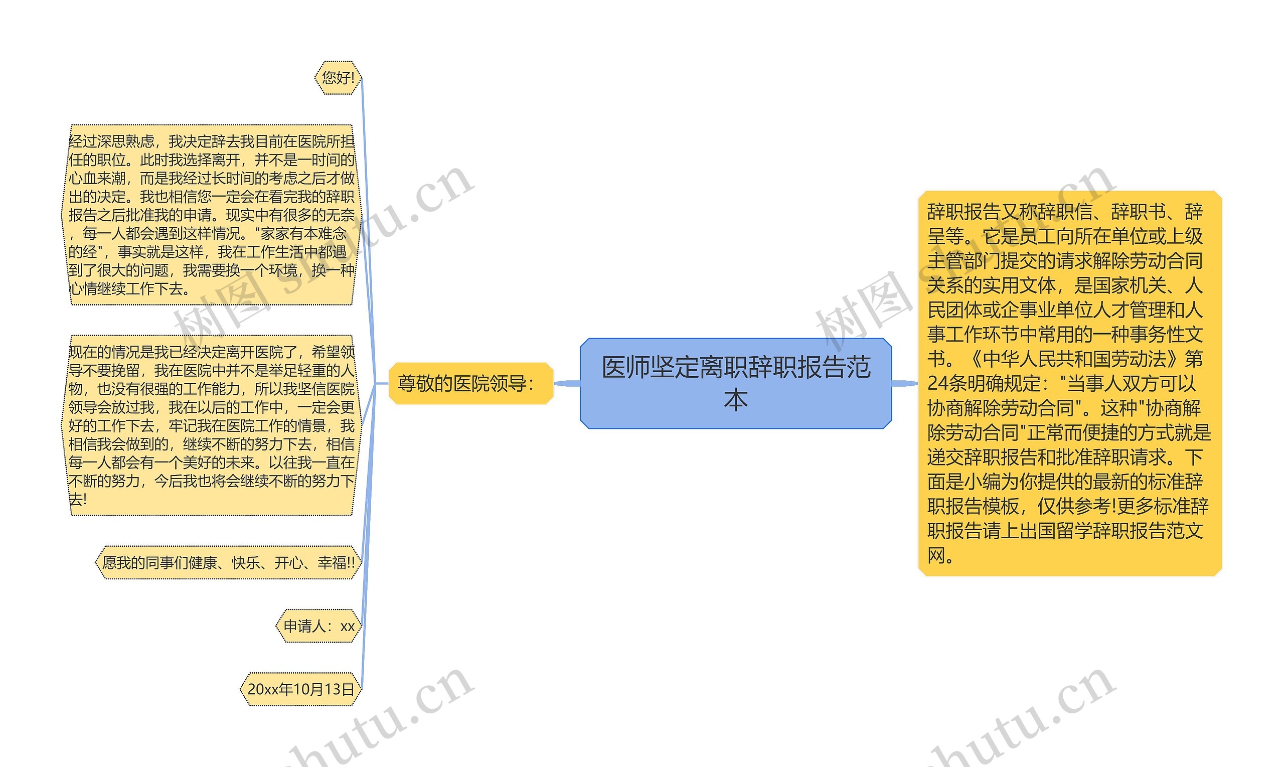 医师坚定离职辞职报告范本思维导图