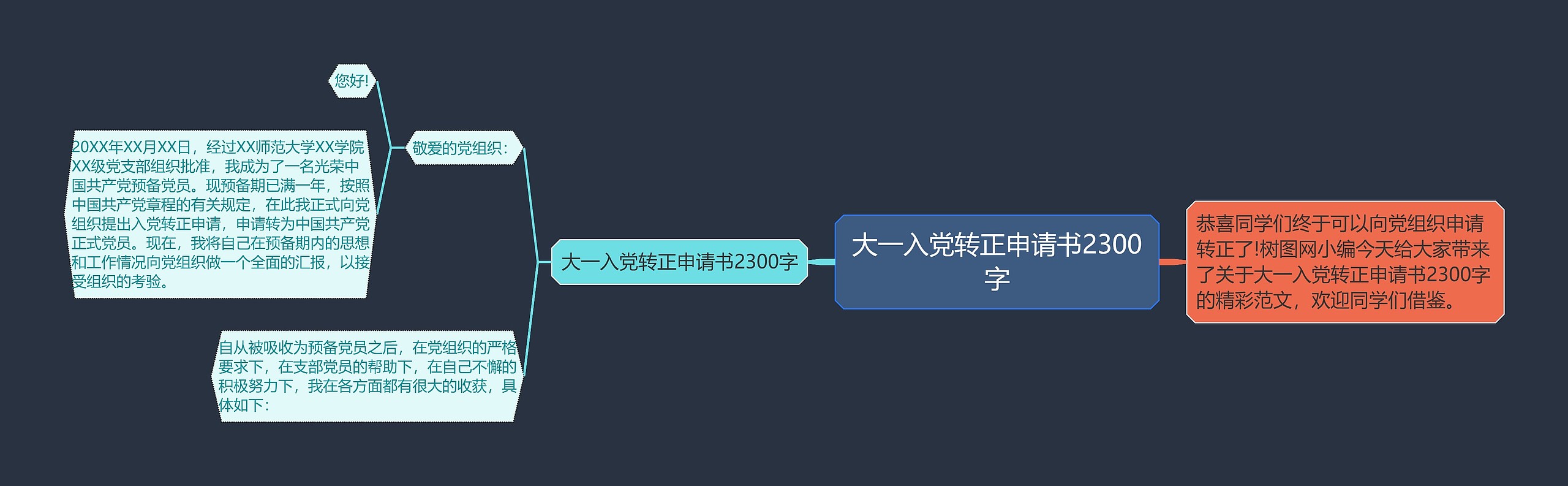 大一入党转正申请书2300字思维导图