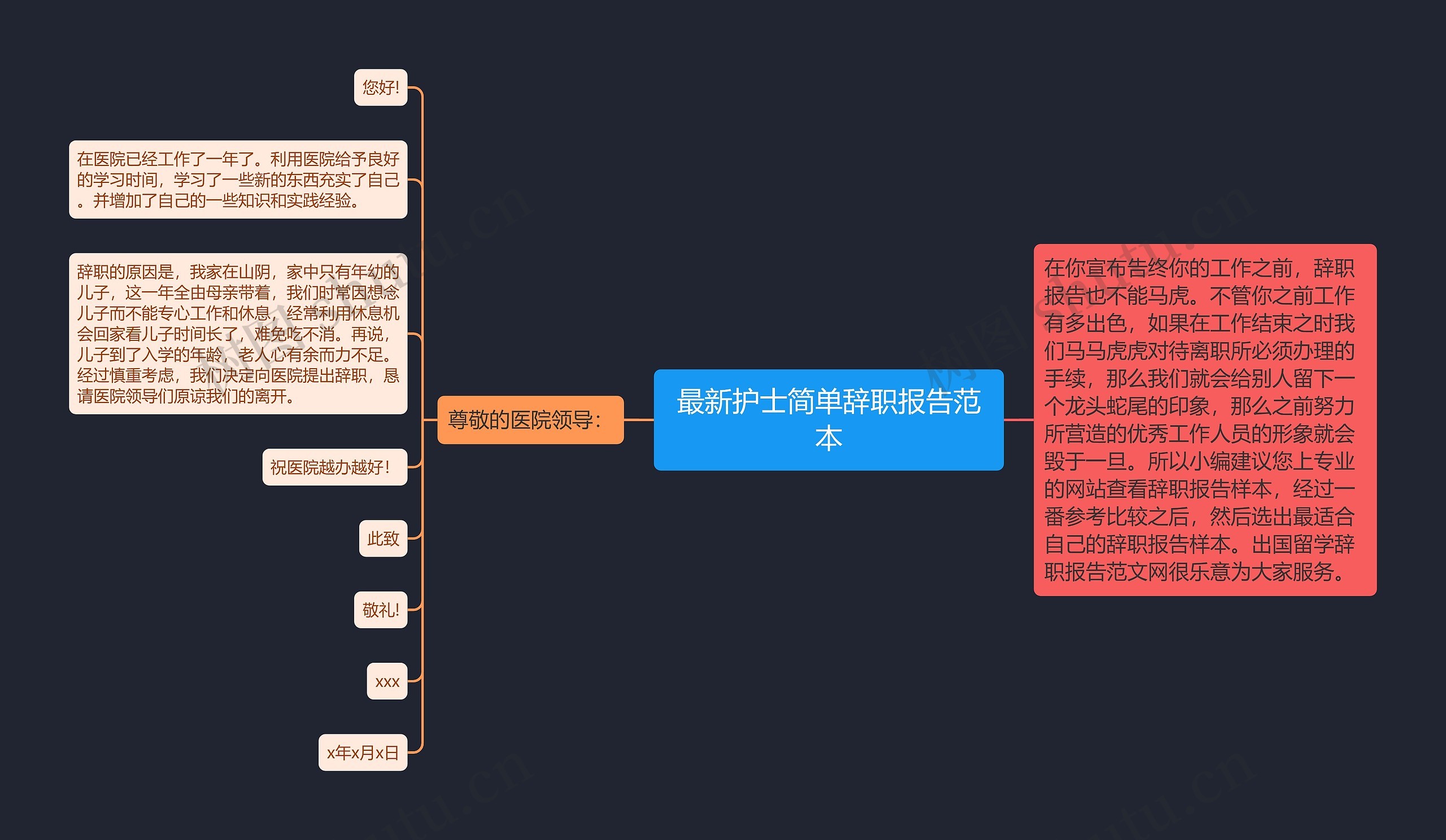 最新护士简单辞职报告范本思维导图