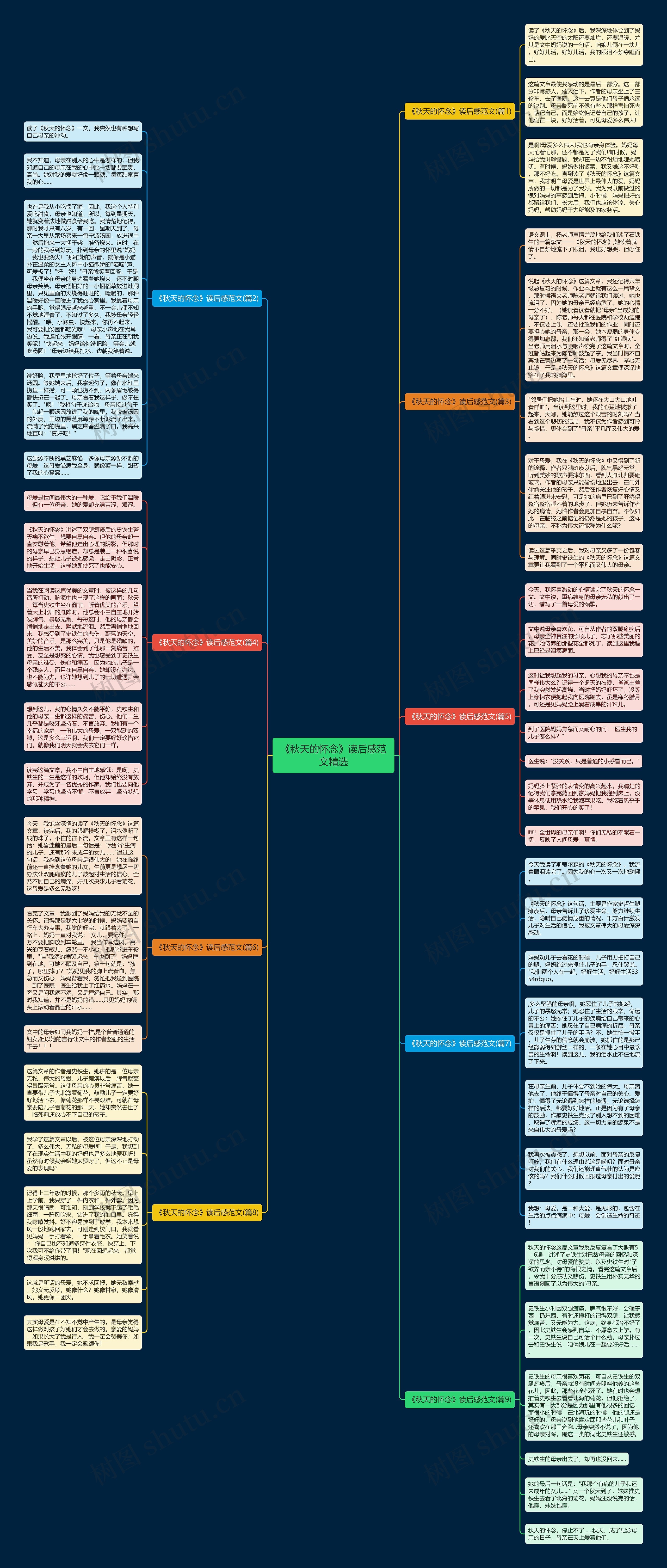 《秋天的怀念》读后感范文精选思维导图
