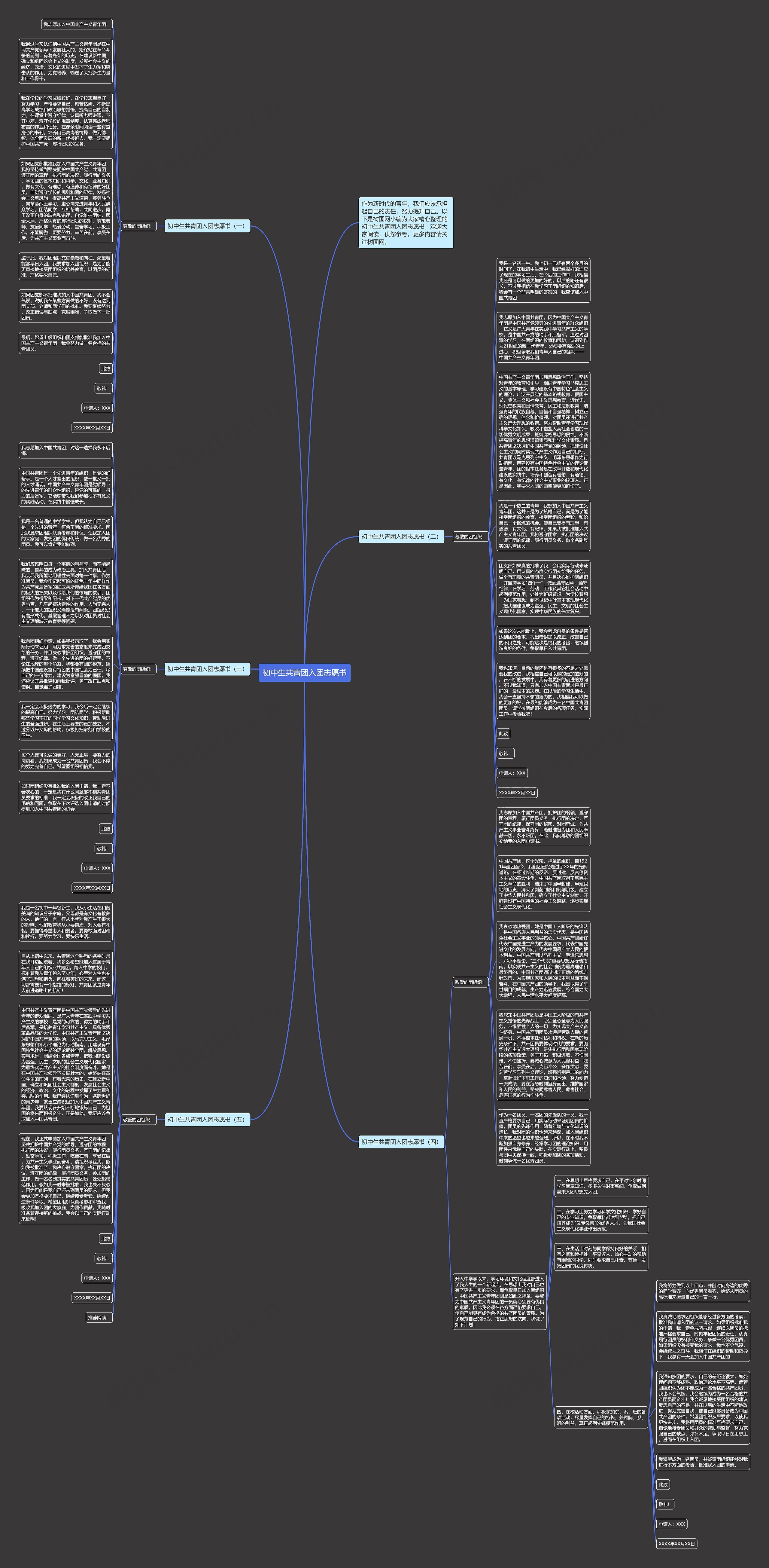 初中生共青团入团志愿书思维导图