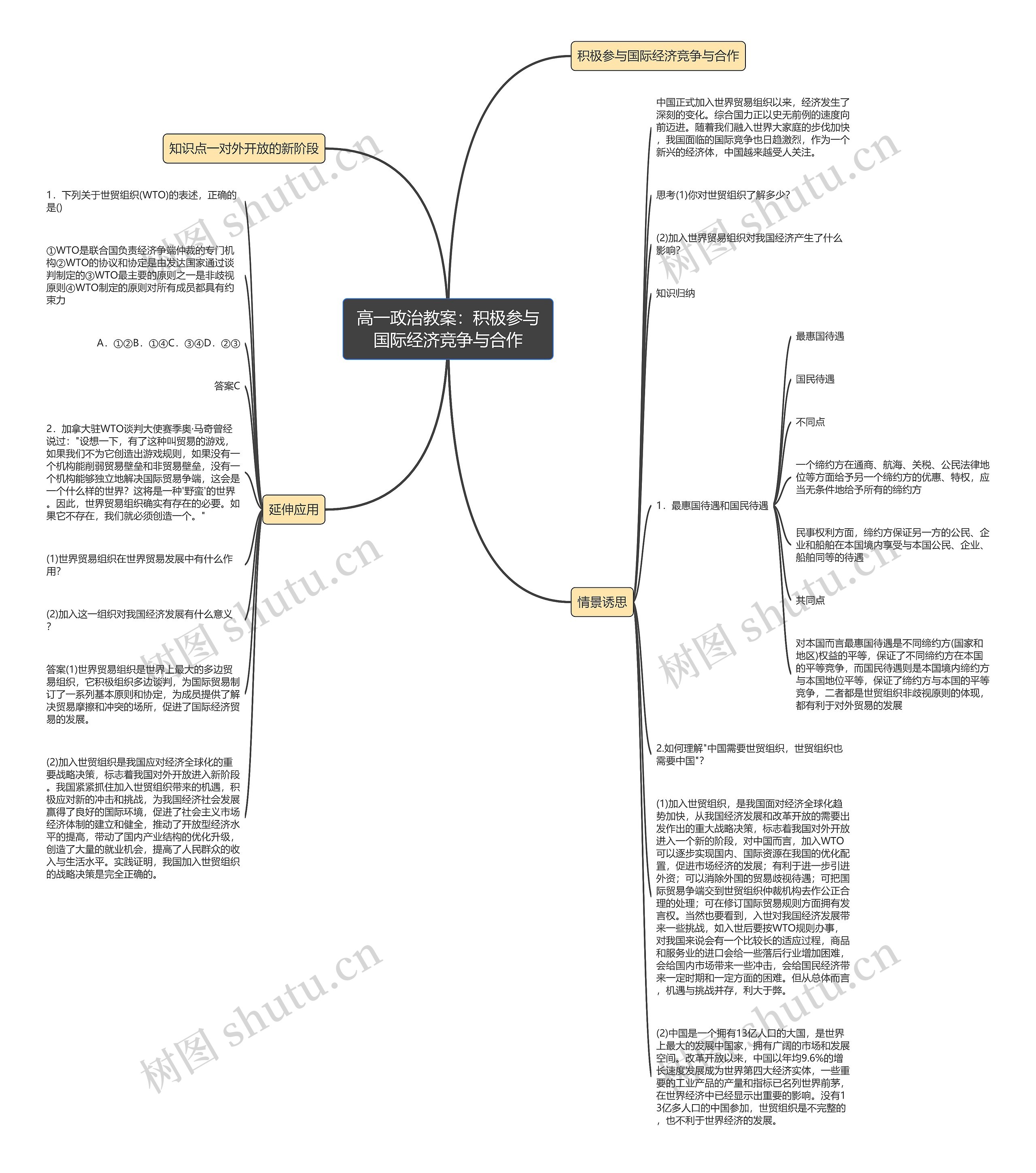 高一政治教案：积极参与国际经济竞争与合作思维导图