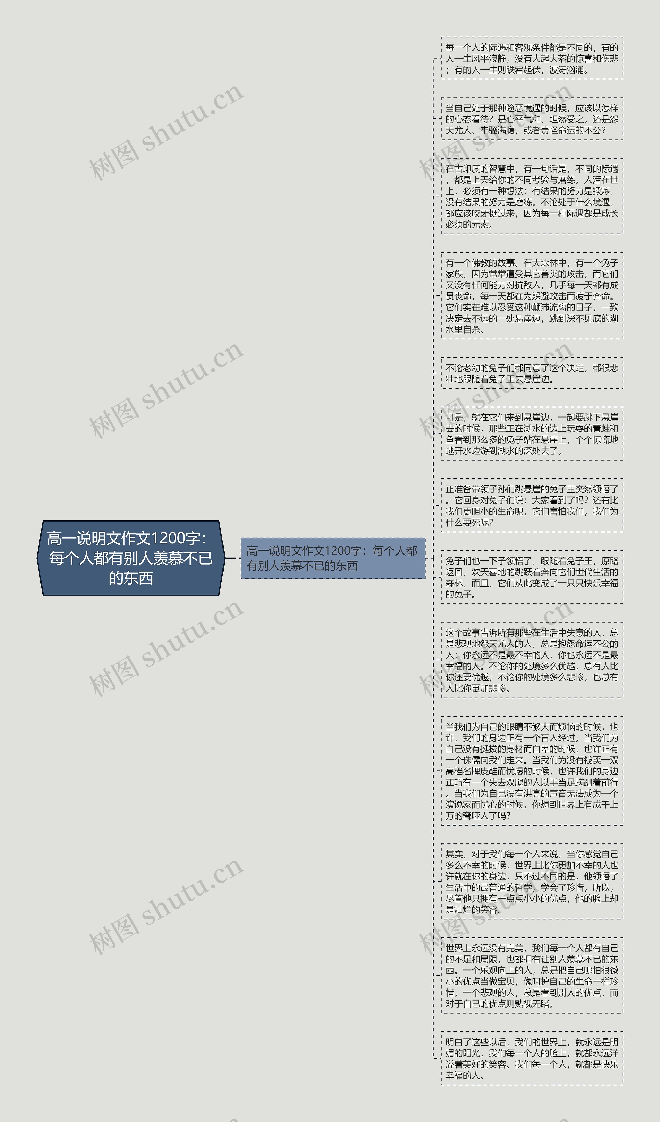 高一说明文作文1200字：每个人都有别人羡慕不已的东西思维导图