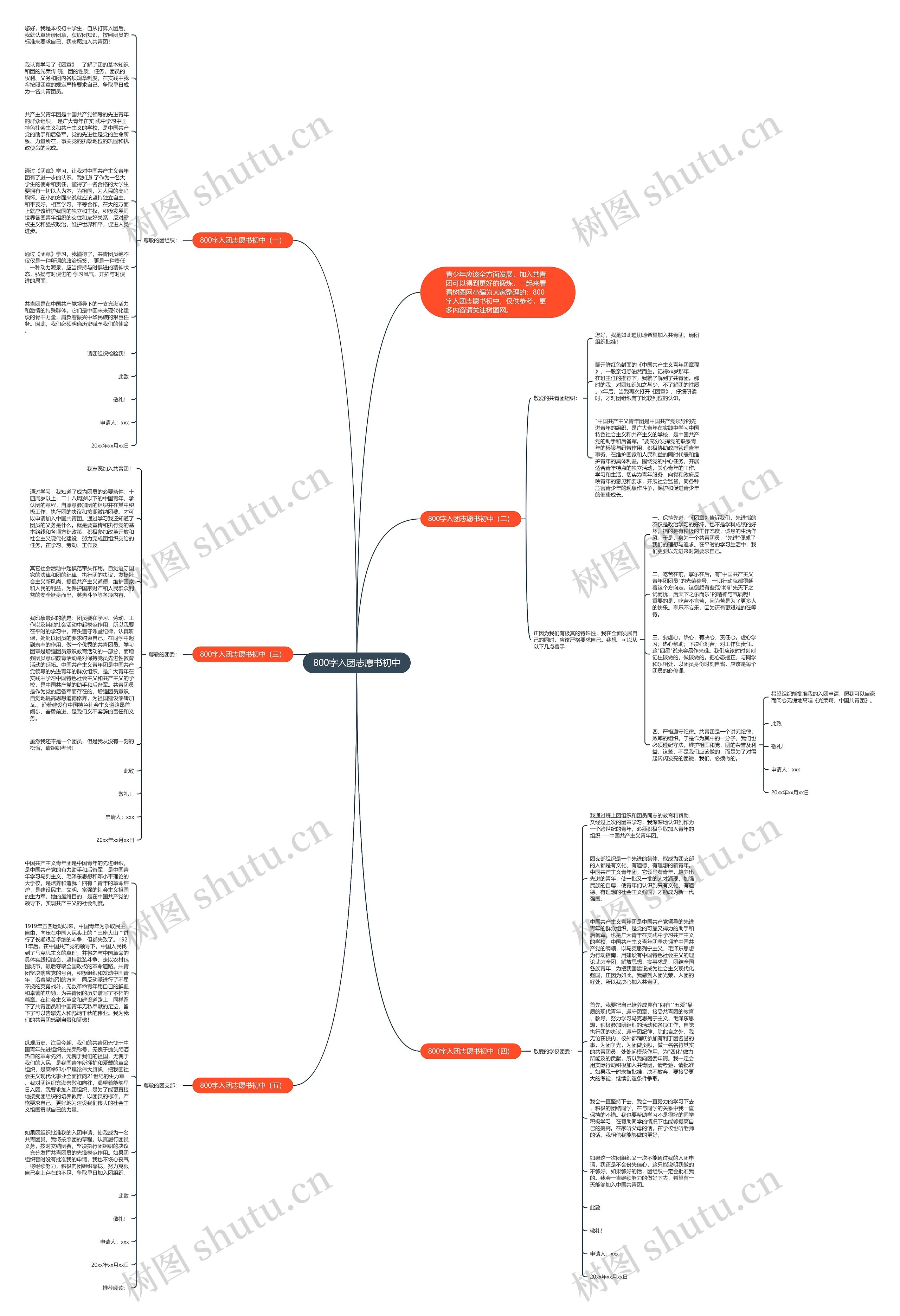 800字入团志愿书初中思维导图