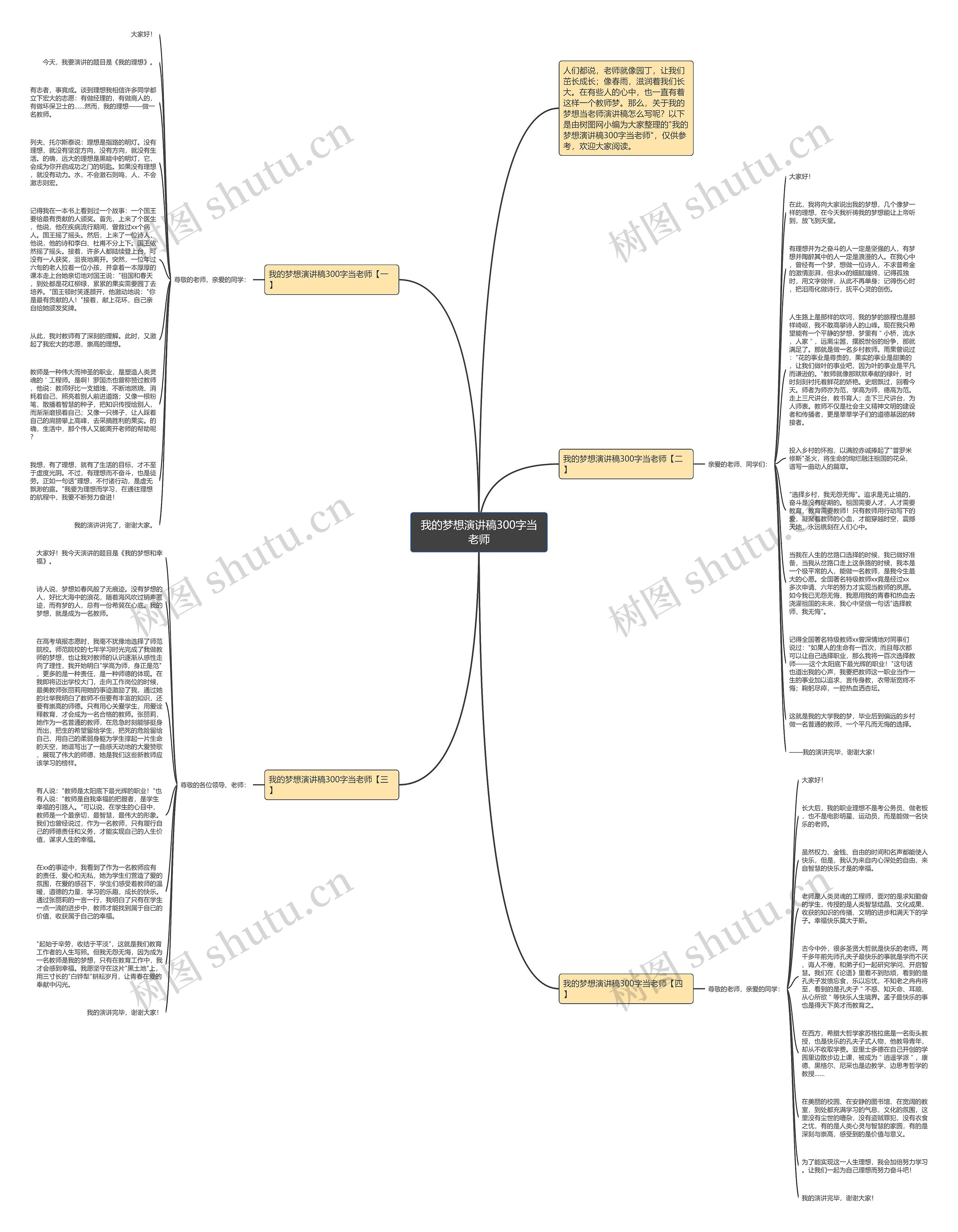 我的梦想演讲稿300字当老师思维导图