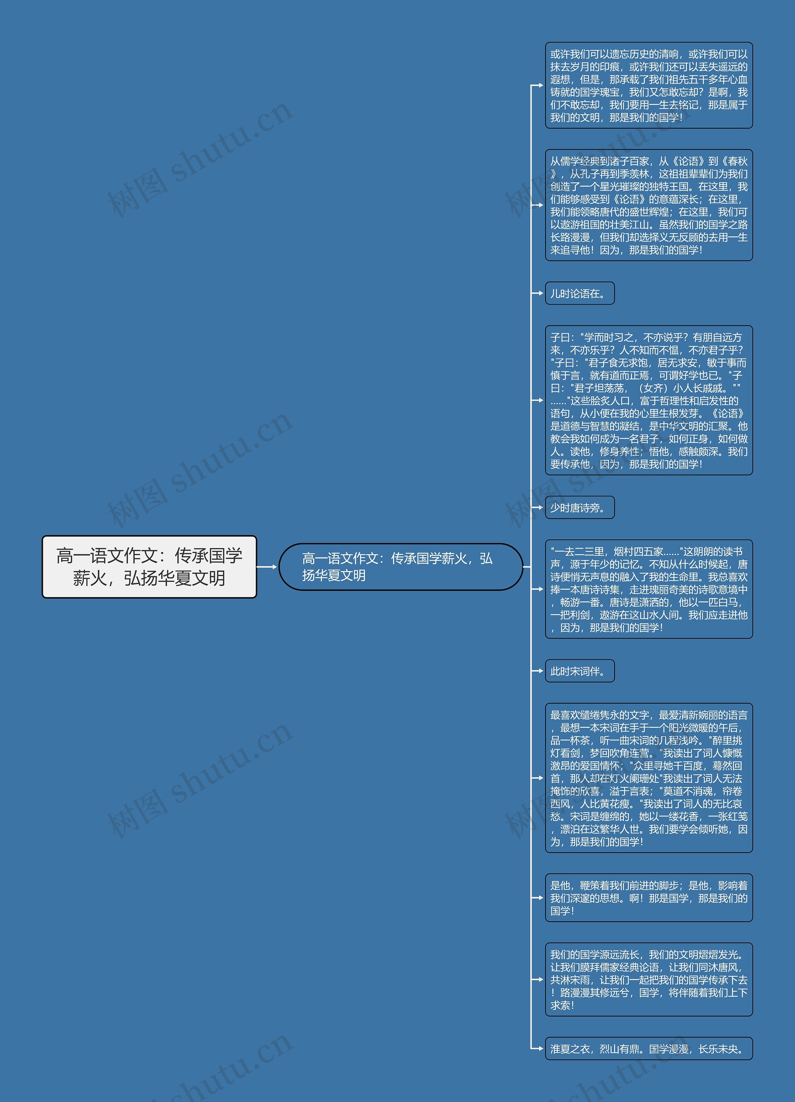 高一语文作文：传承国学薪火，弘扬华夏文明思维导图