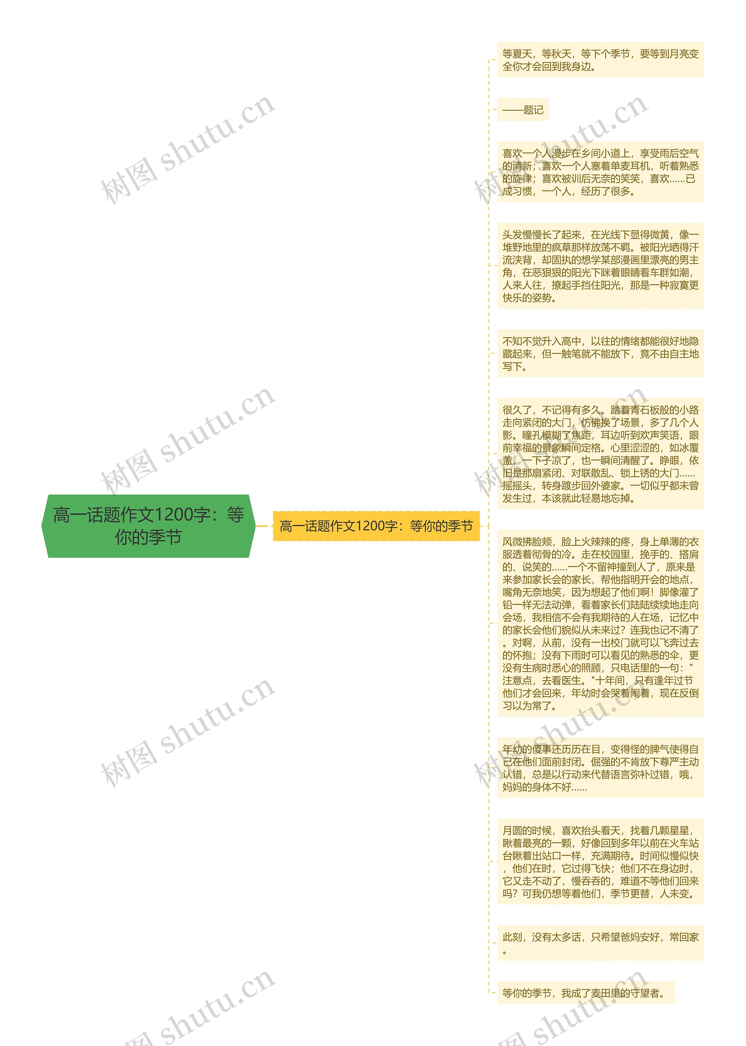 高一话题作文1200字：等你的季节思维导图