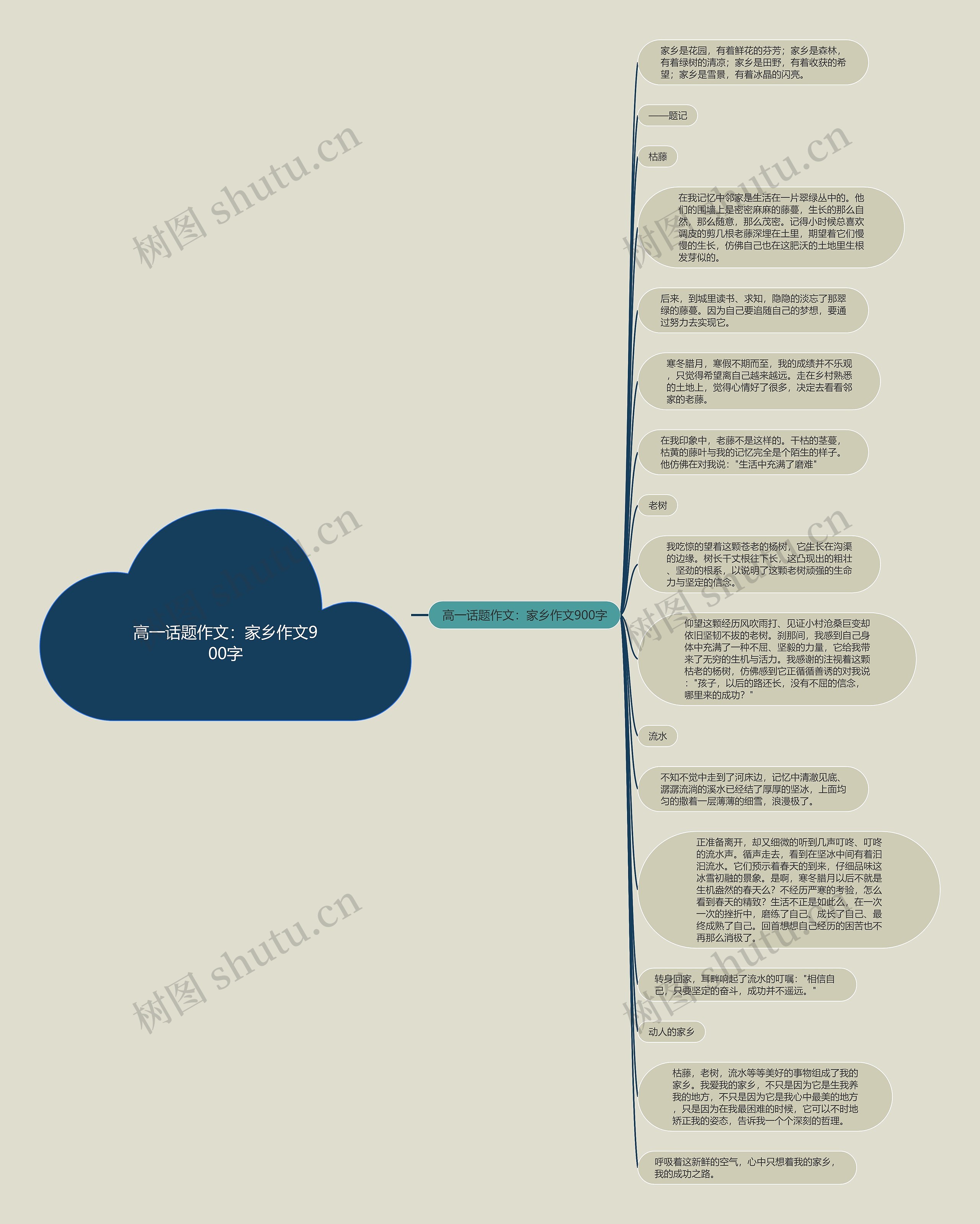 高一话题作文：家乡作文900字思维导图