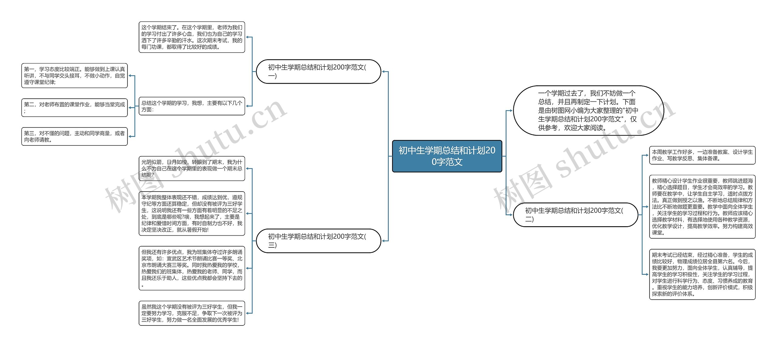 初中生学期总结和计划200字范文思维导图