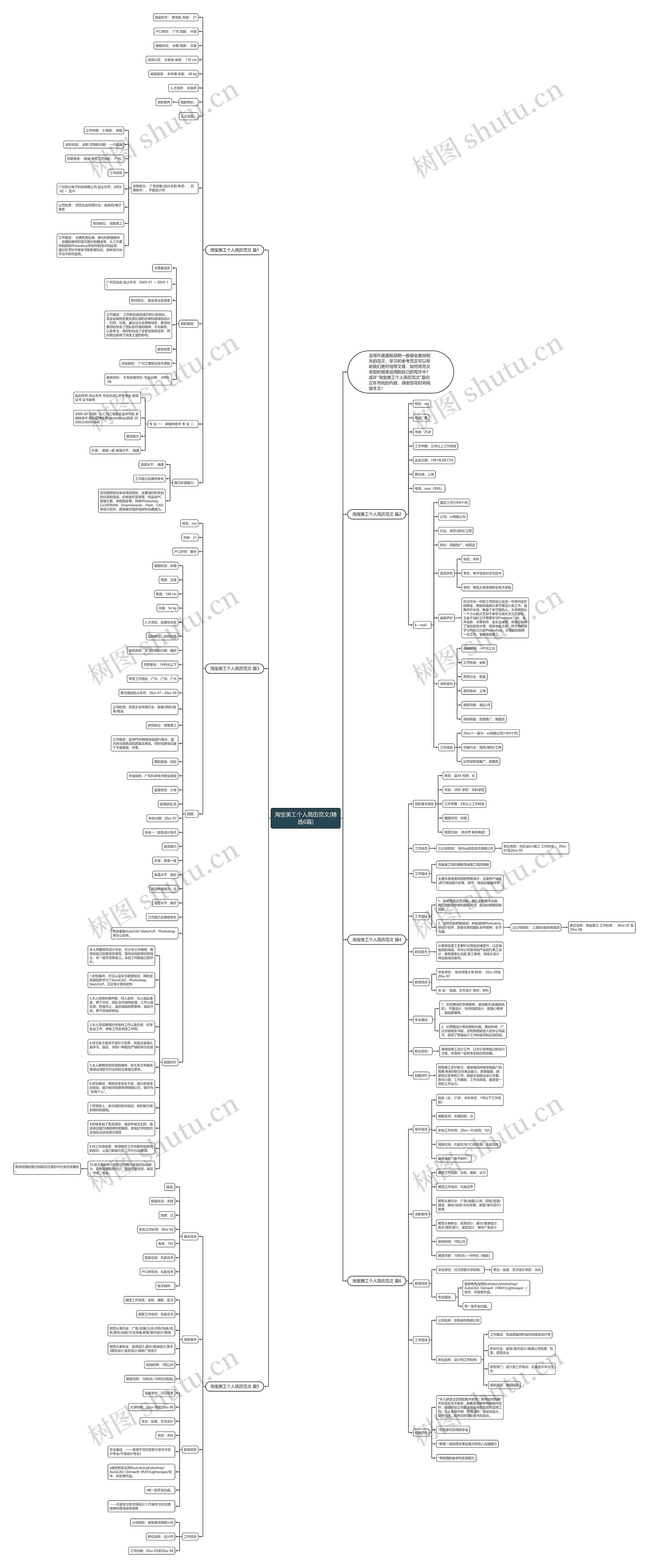 淘宝美工个人简历范文(精选6篇)思维导图