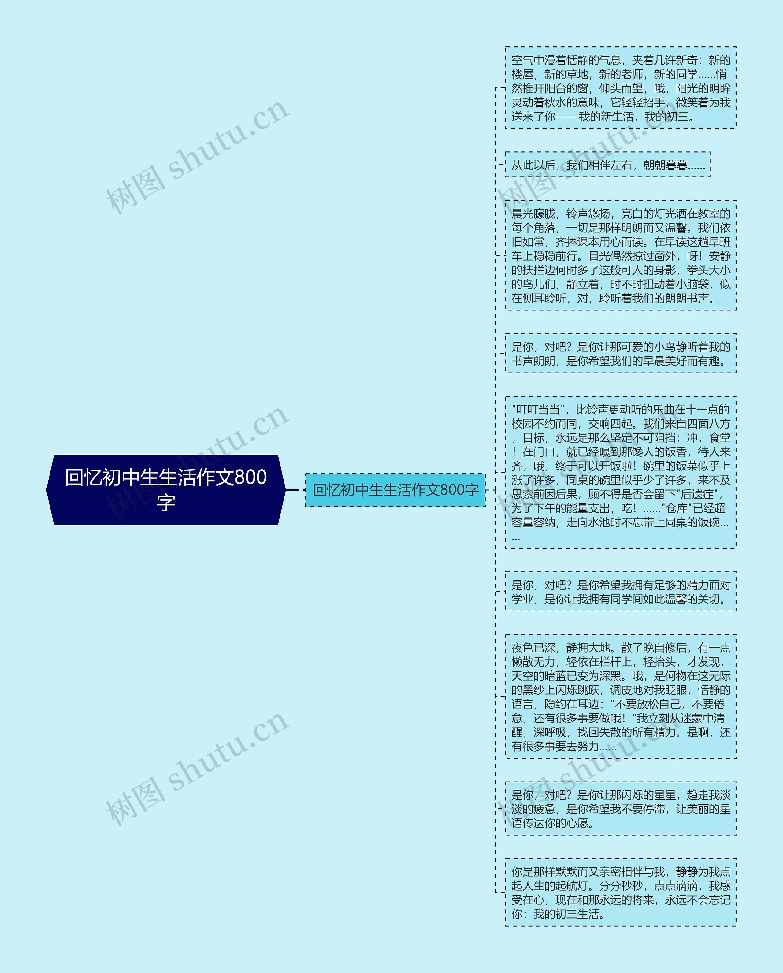 回忆初中生生活作文800字思维导图