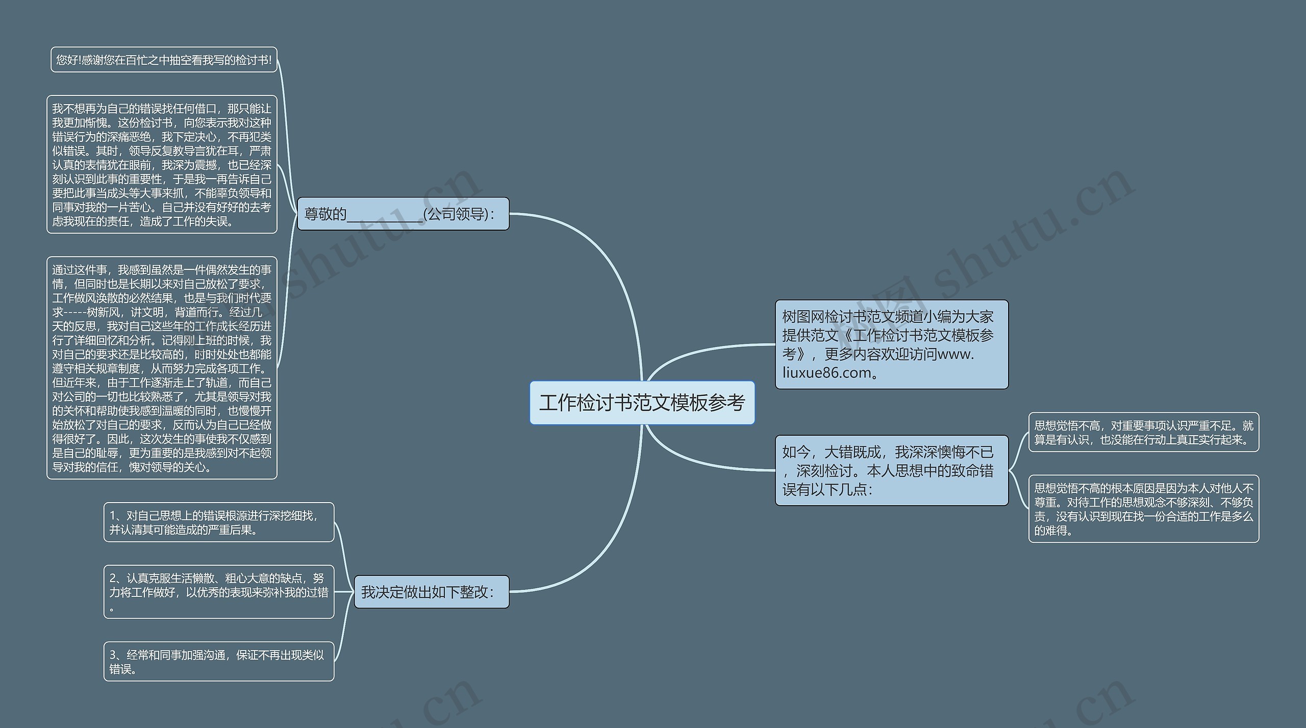 工作检讨书范文模板参考