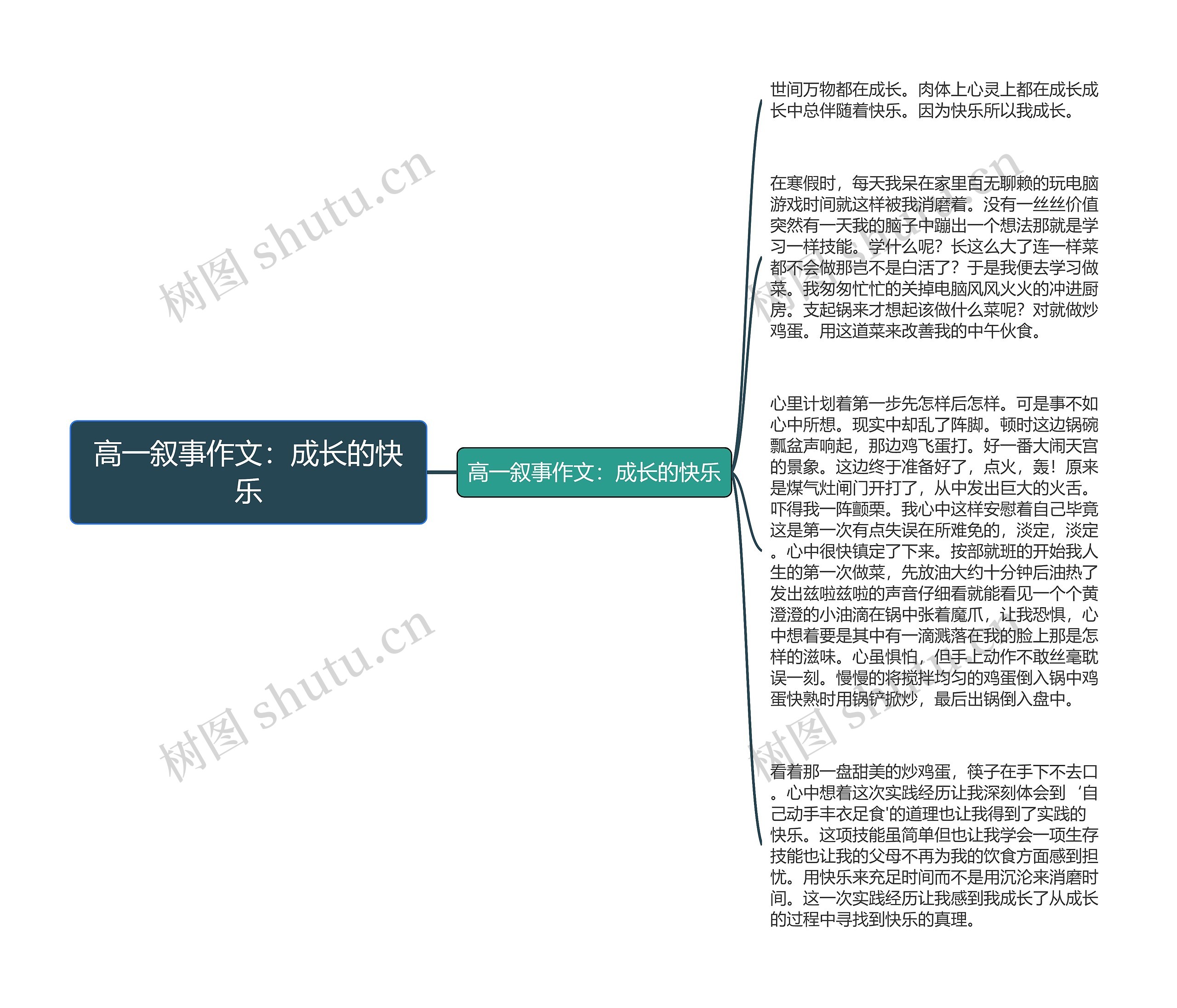 高一叙事作文：成长的快乐思维导图