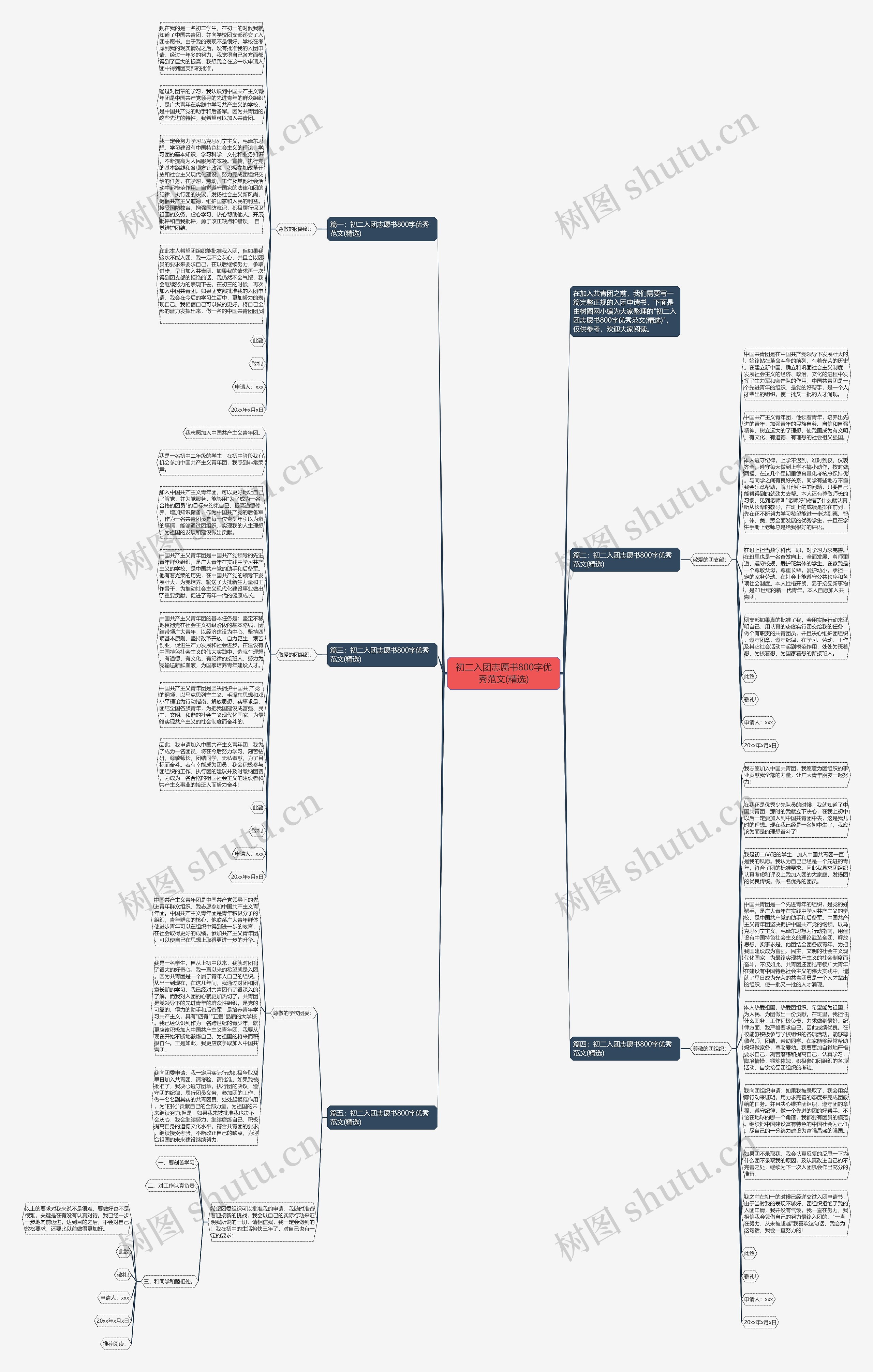 初二入团志愿书800字优秀范文(精选)思维导图