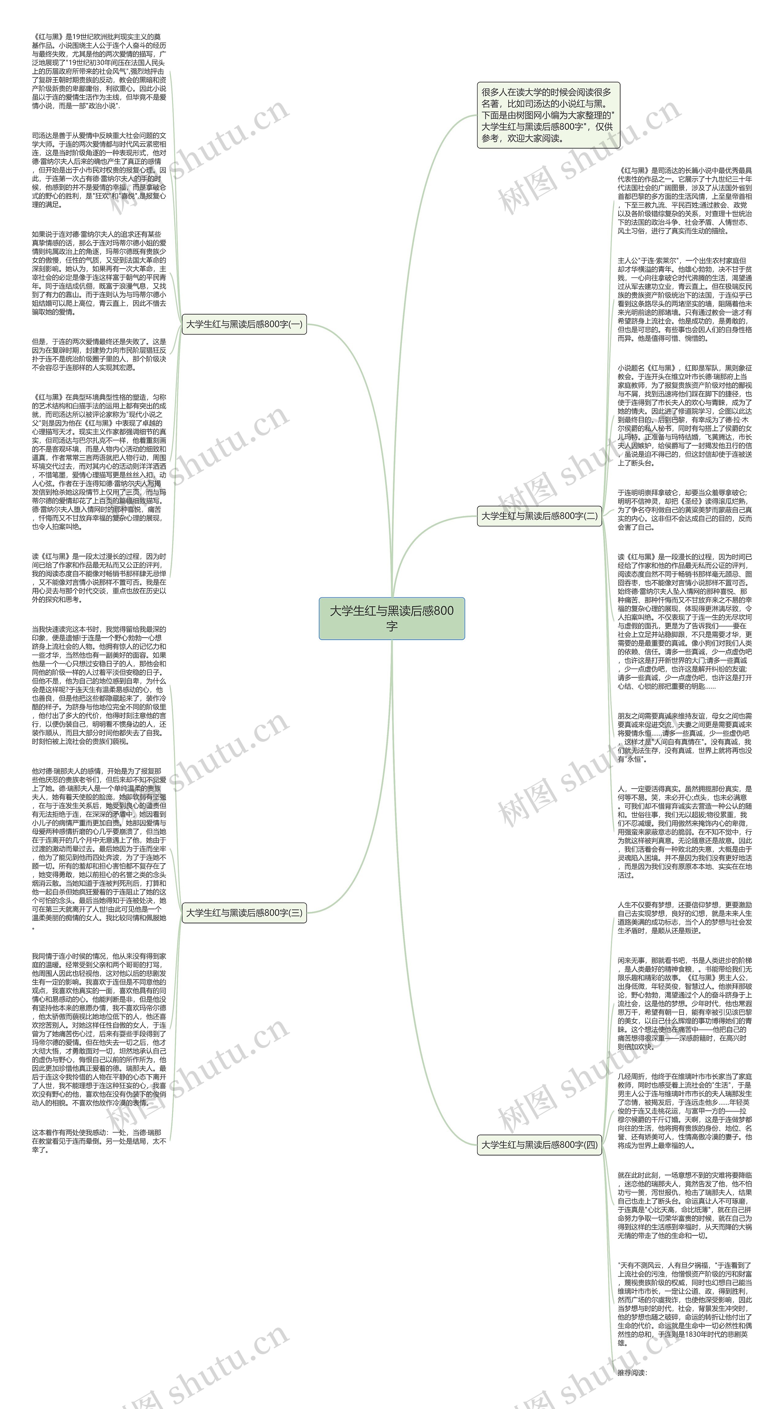 大学生红与黑读后感800字思维导图