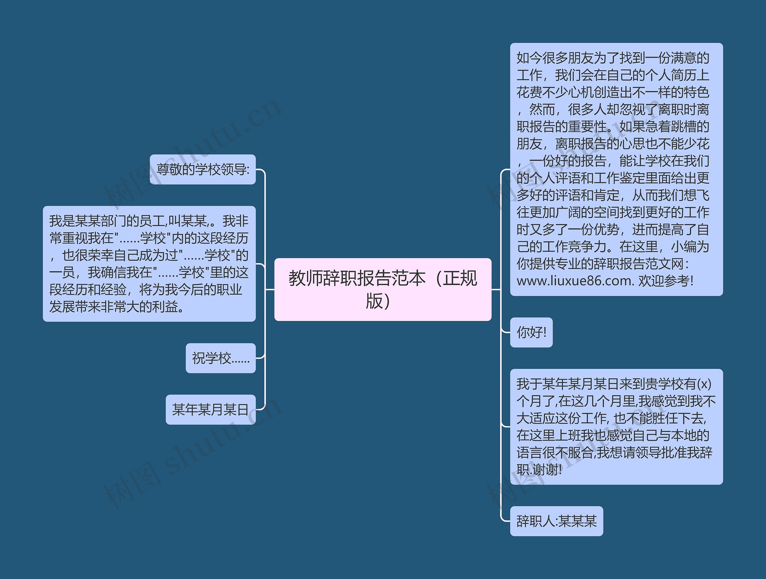 教师辞职报告范本（正规版）思维导图