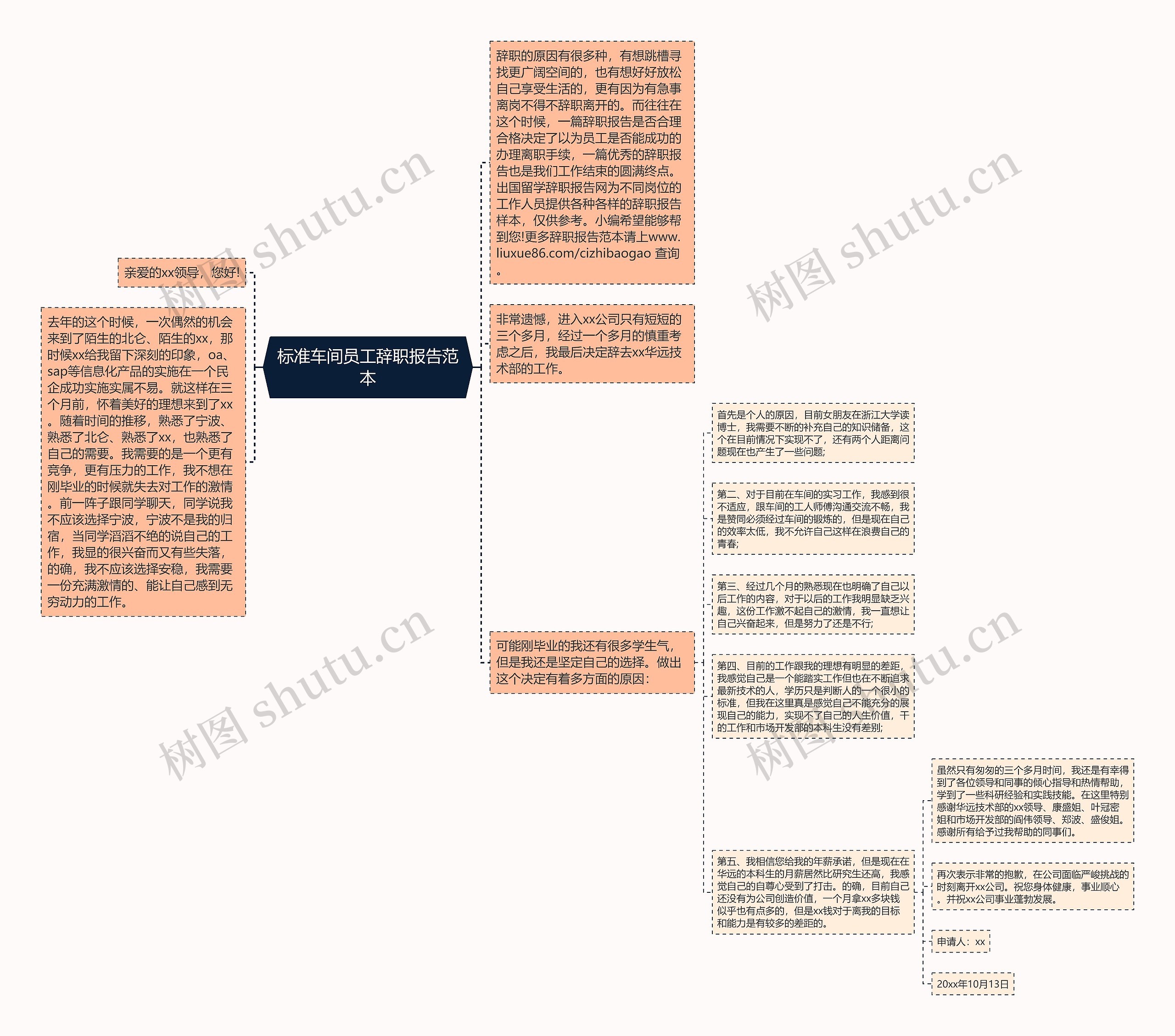 标准车间员工辞职报告范本思维导图