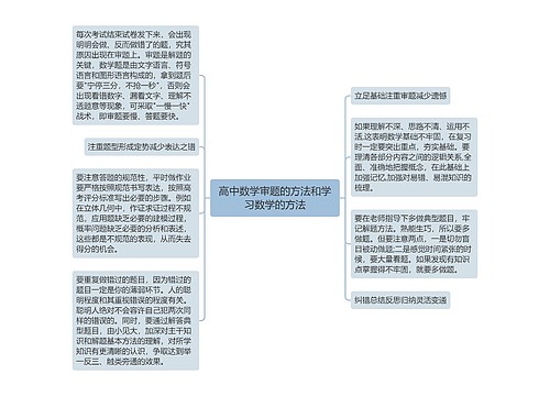 高中数学审题的方法和学习数学的方法