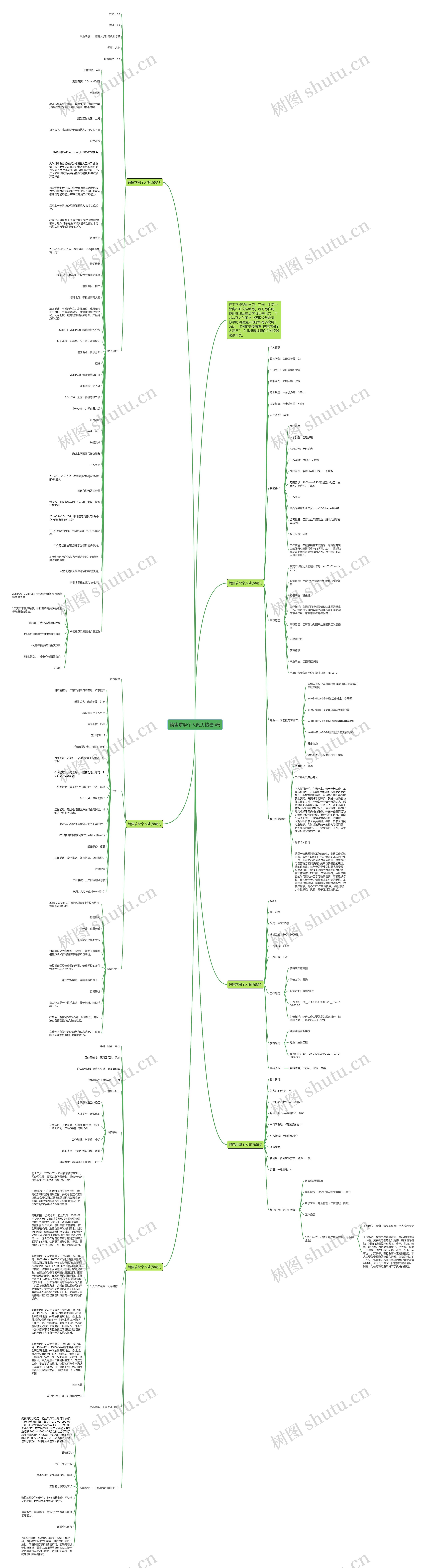 销售求职个人简历精选6篇思维导图