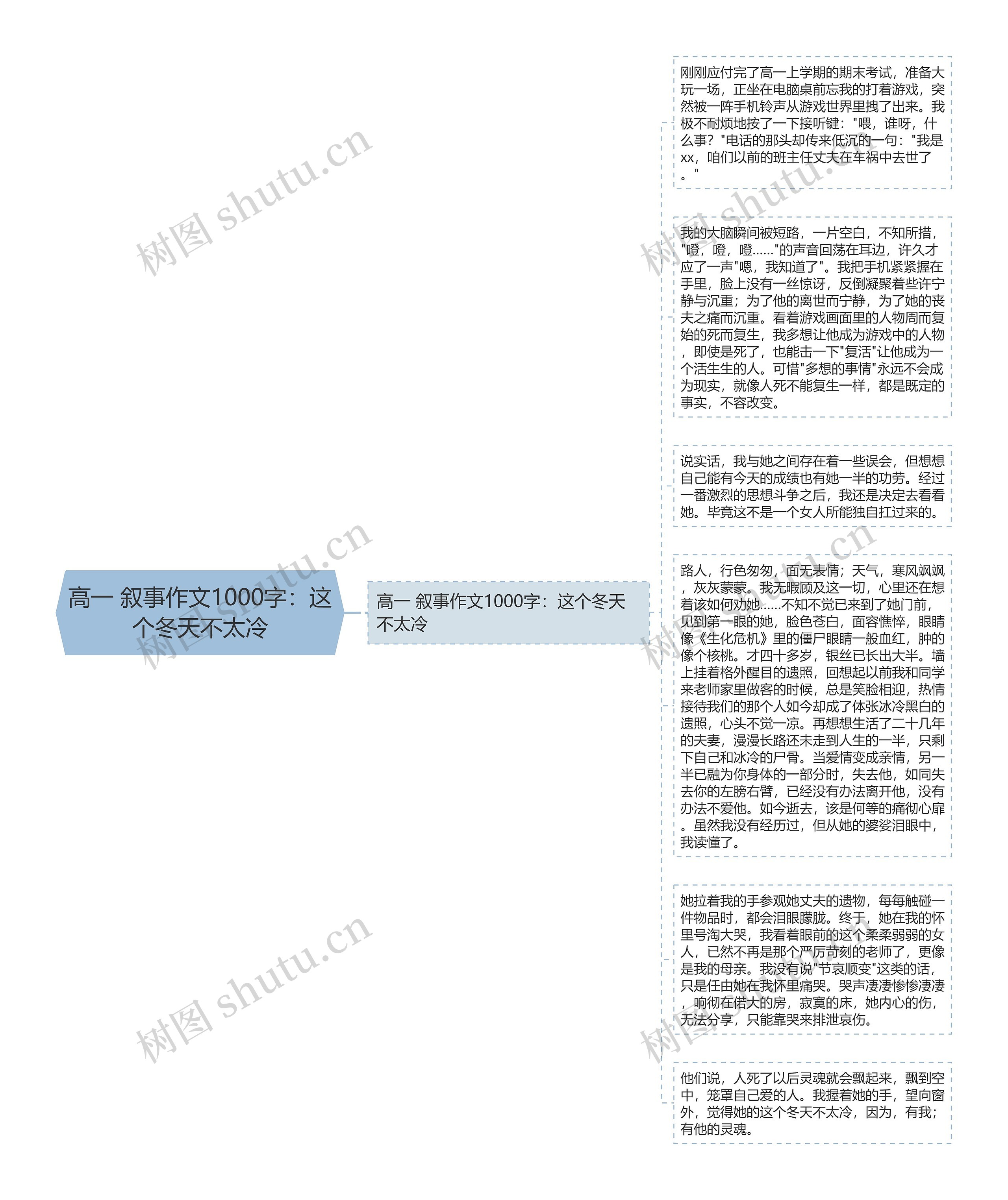 高一 叙事作文1000字：这个冬天不太冷思维导图