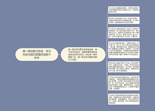 高一政治复习方法：学习方法与技巧须要抓住四个环节