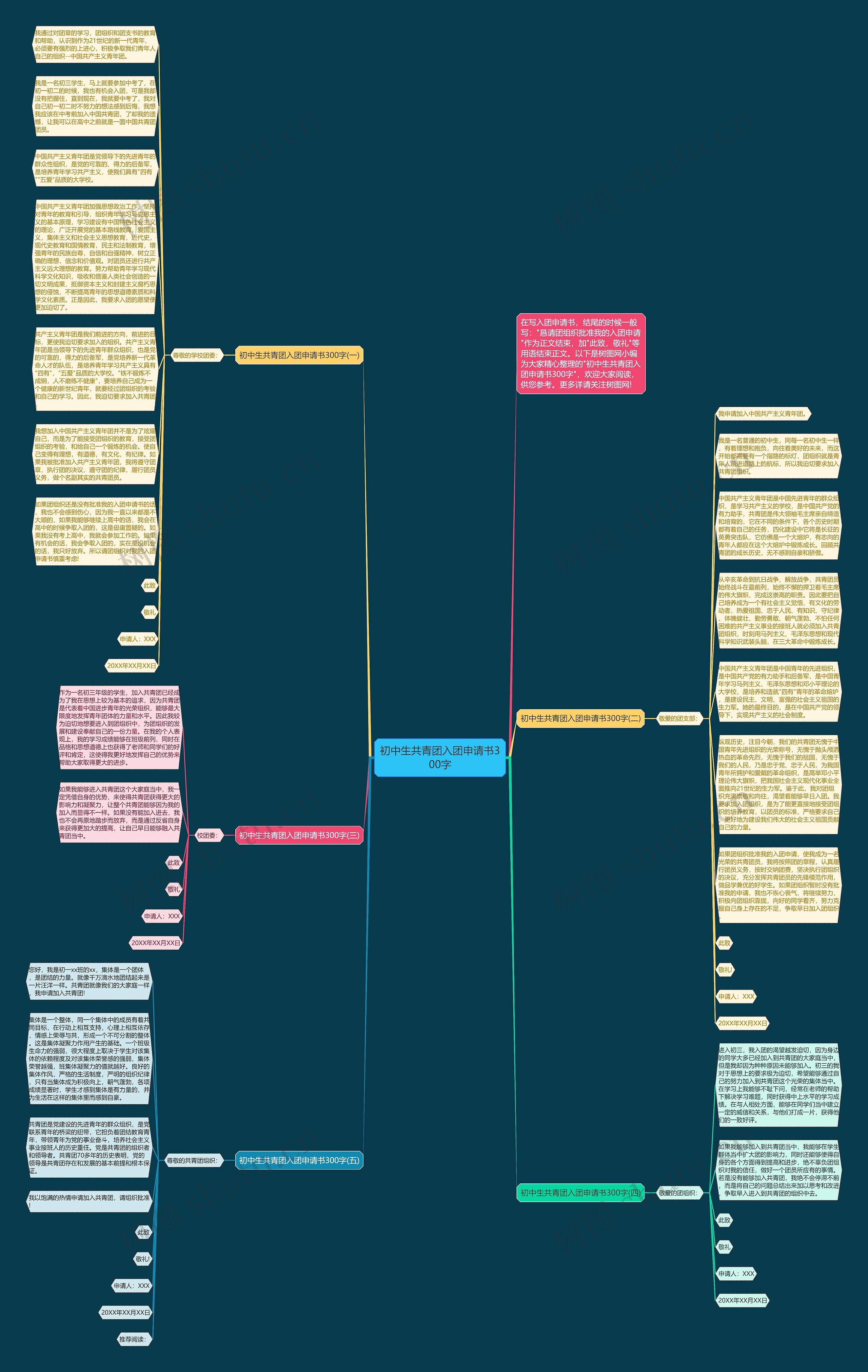 初中生共青团入团申请书300字思维导图