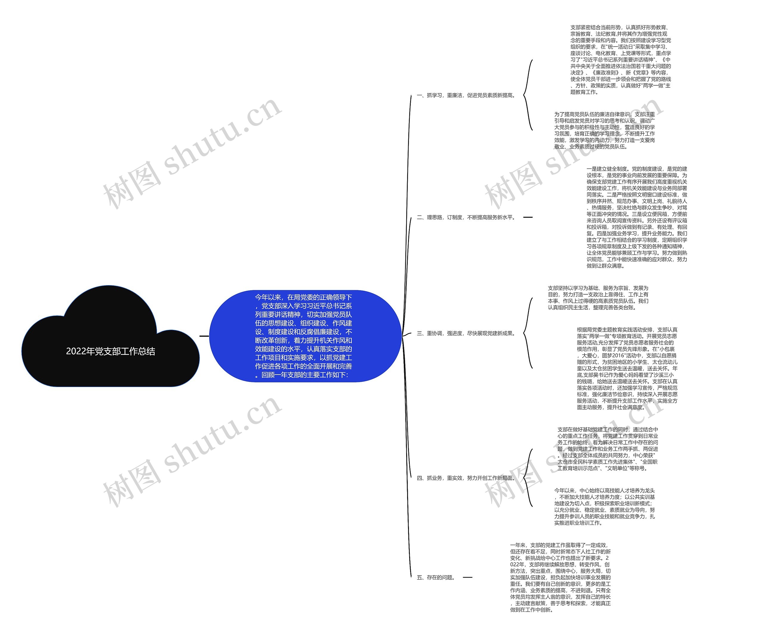 2022年党支部工作总结思维导图