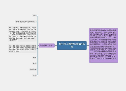 银行员工通用辞职报告范本