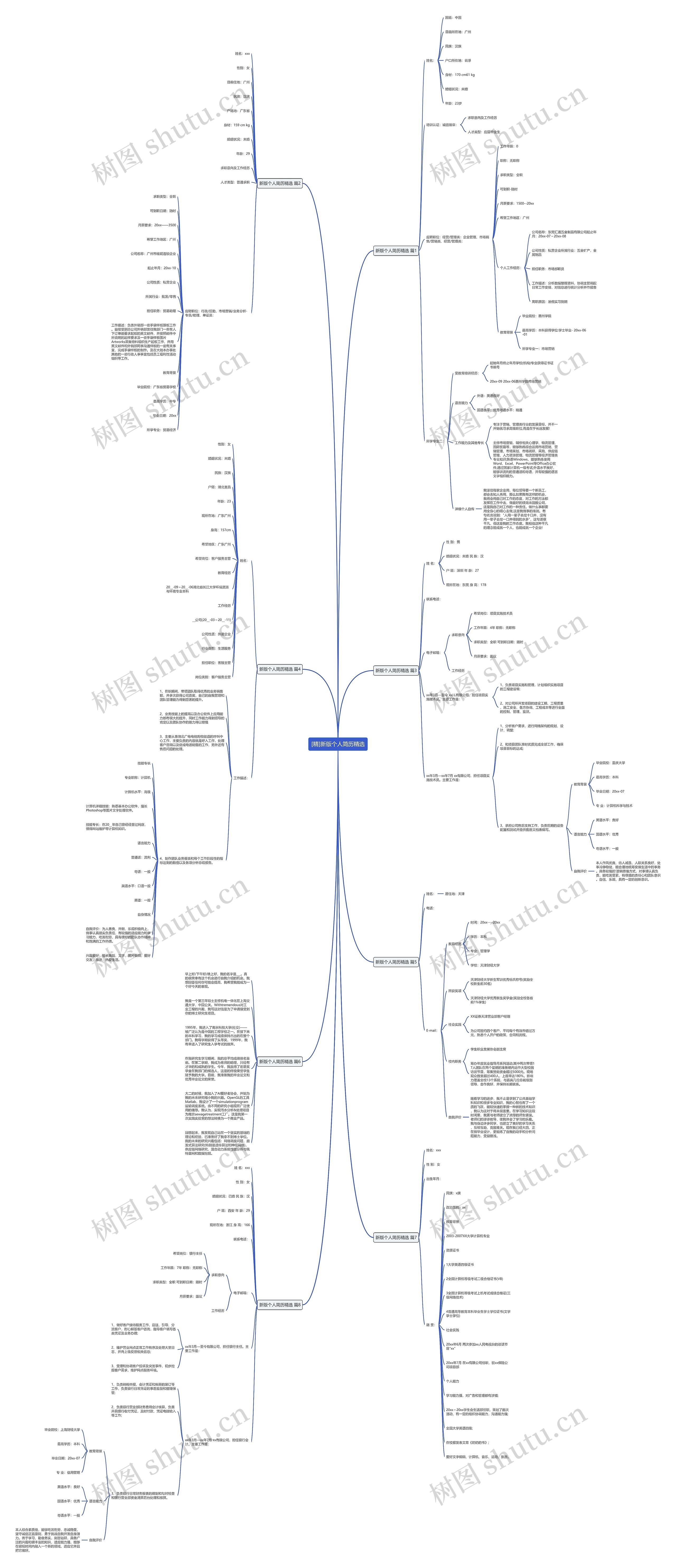 [精]新版个人简历精选思维导图