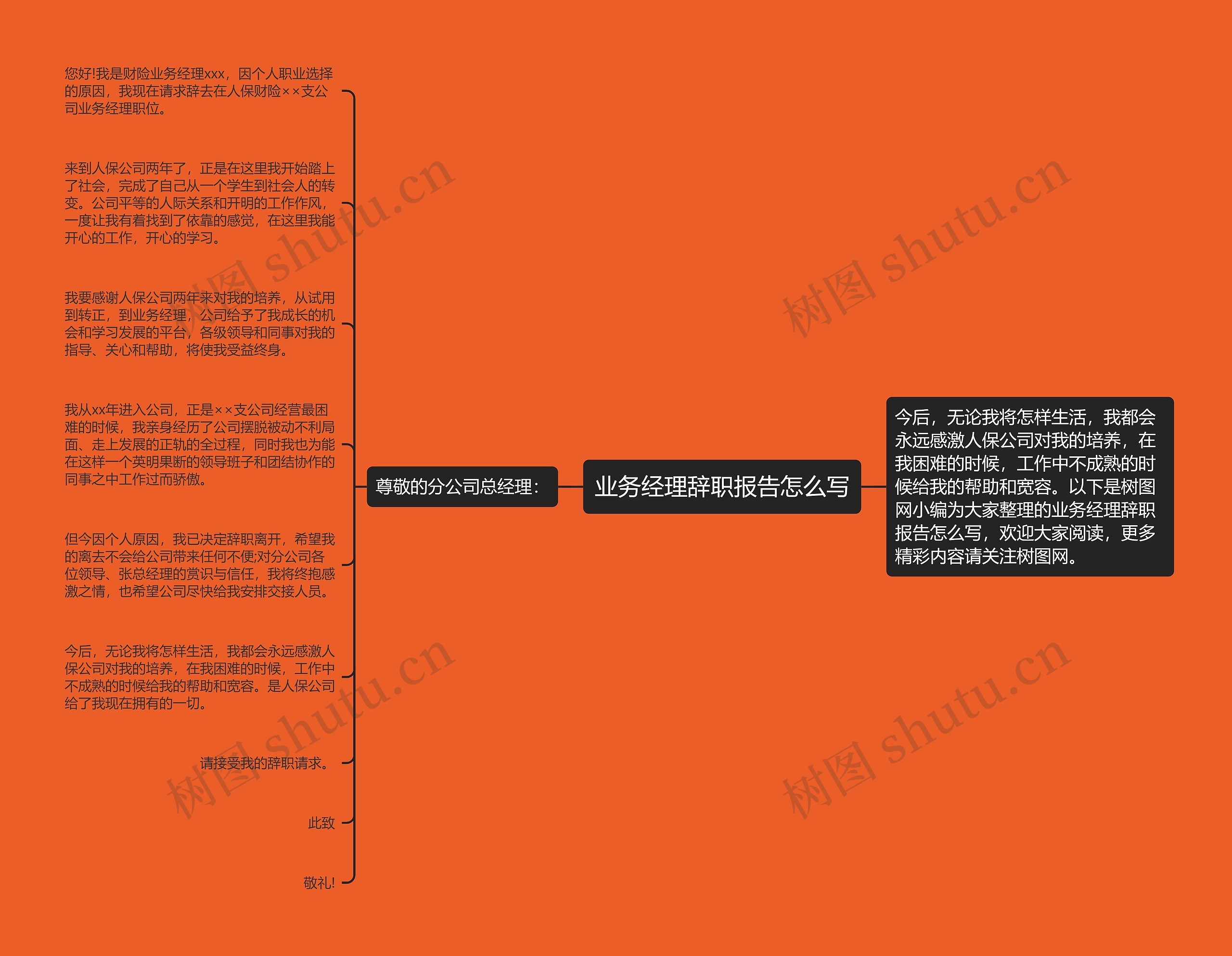 业务经理辞职报告怎么写思维导图