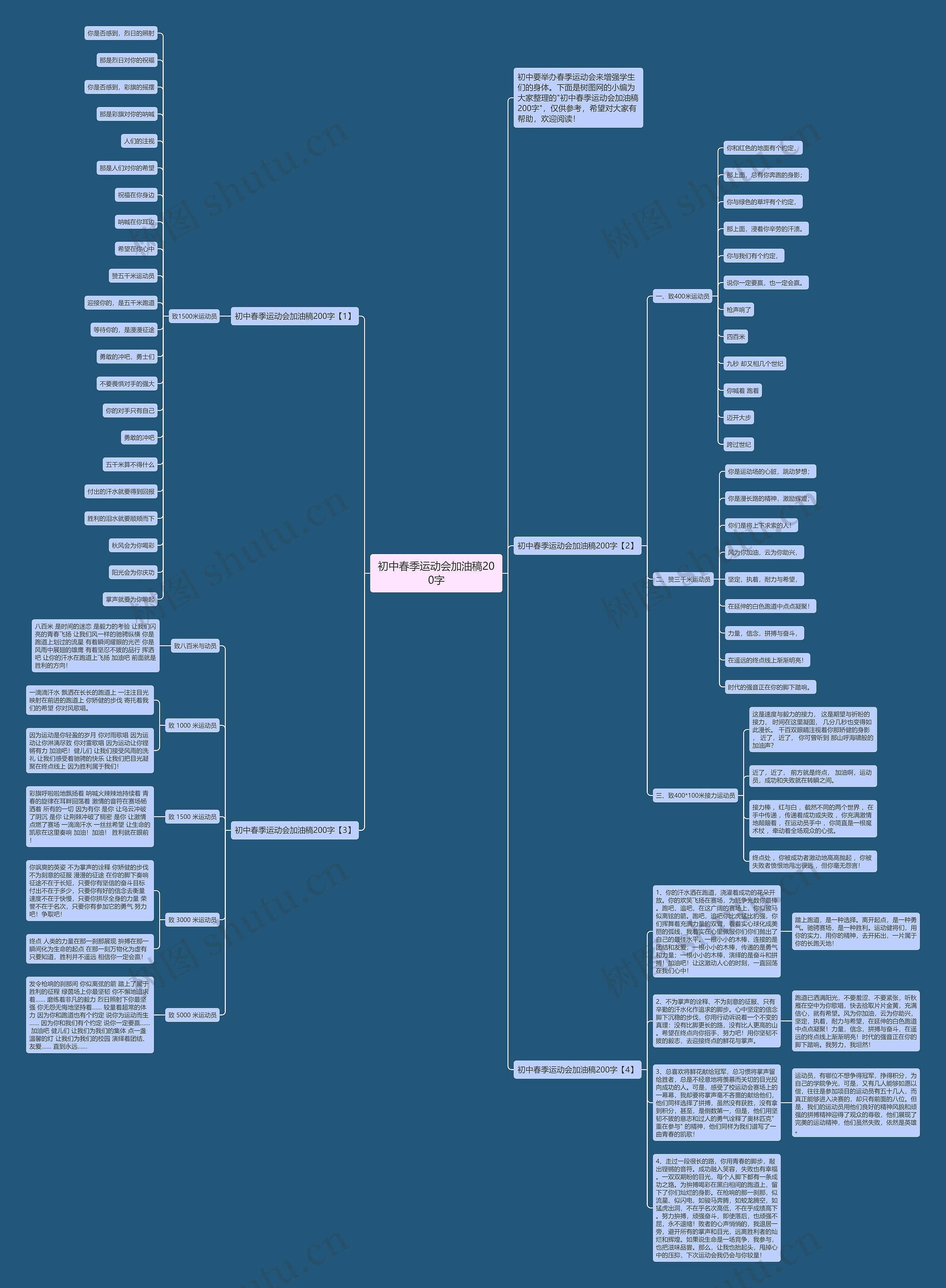 初中春季运动会加油稿200字思维导图