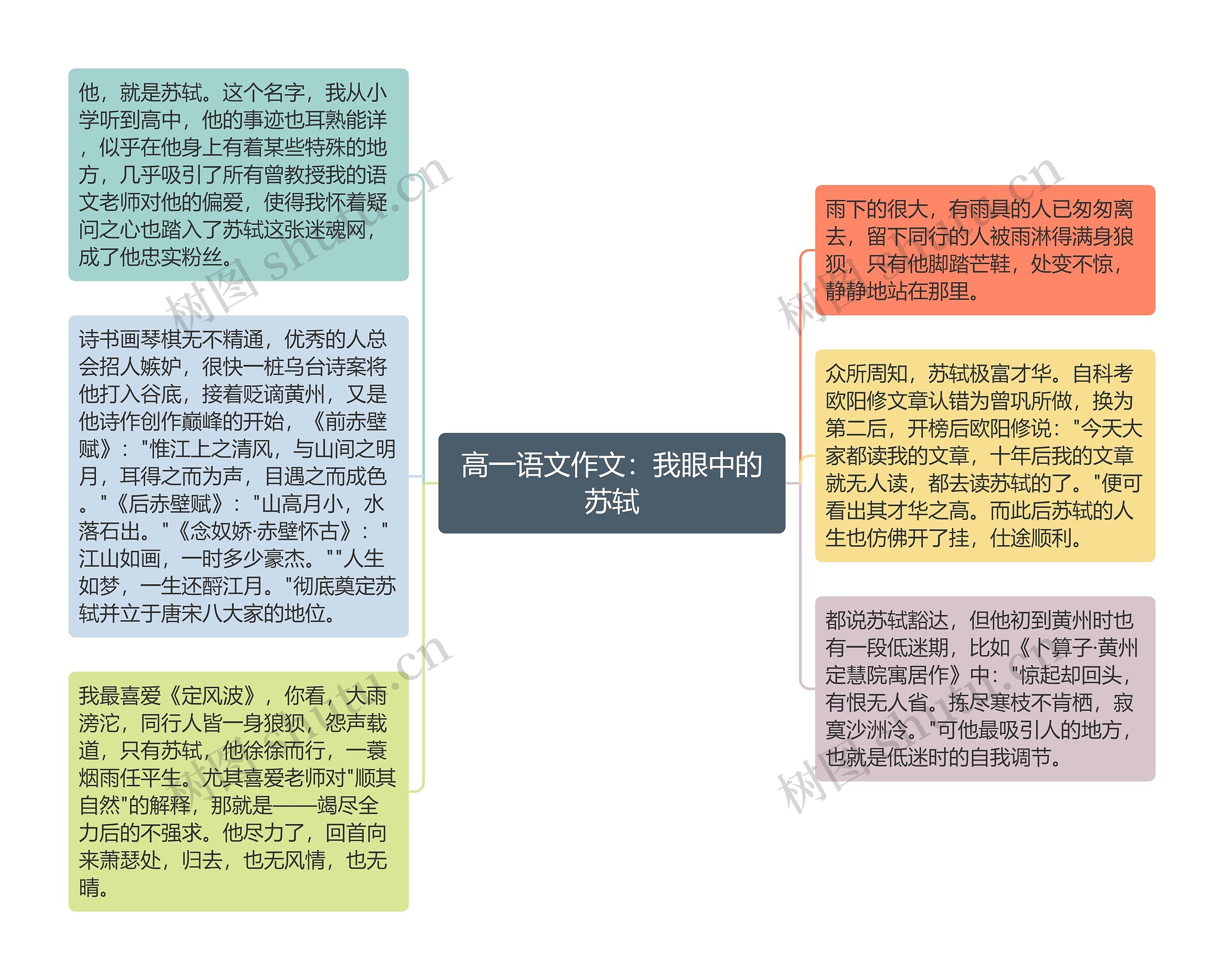 高一语文作文：我眼中的苏轼思维导图