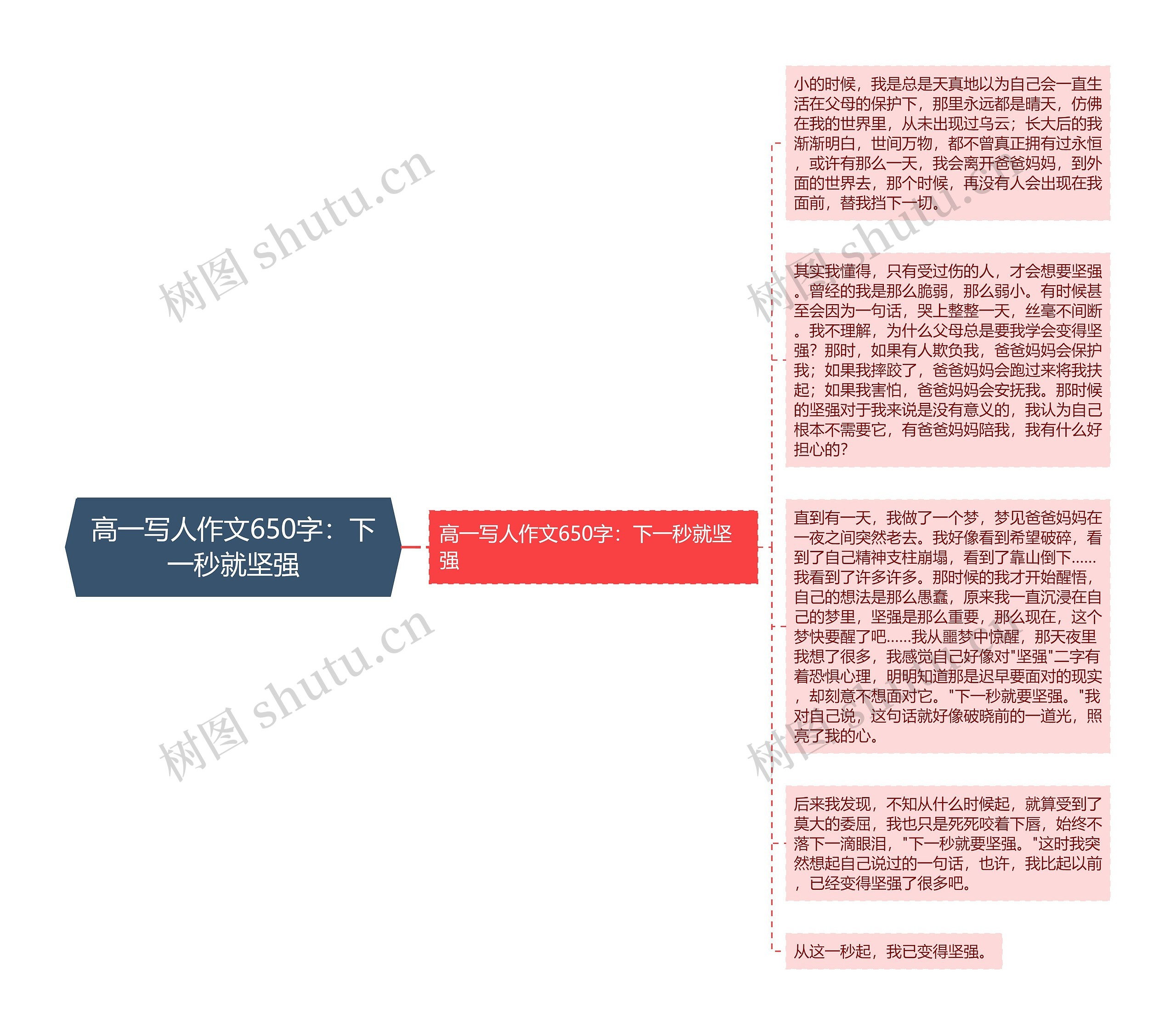 高一写人作文650字：下一秒就坚强思维导图