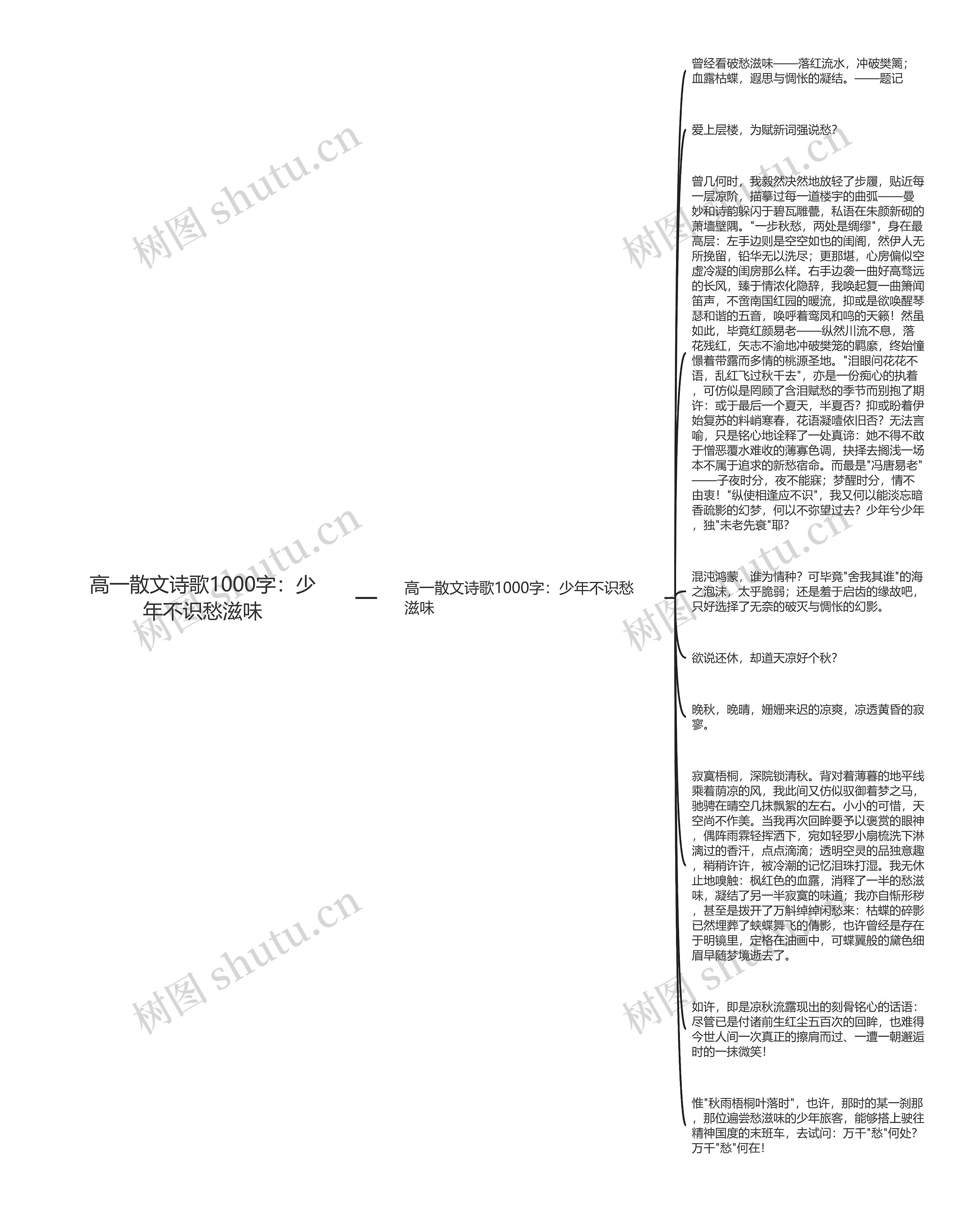 高一散文诗歌1000字：少年不识愁滋味思维导图