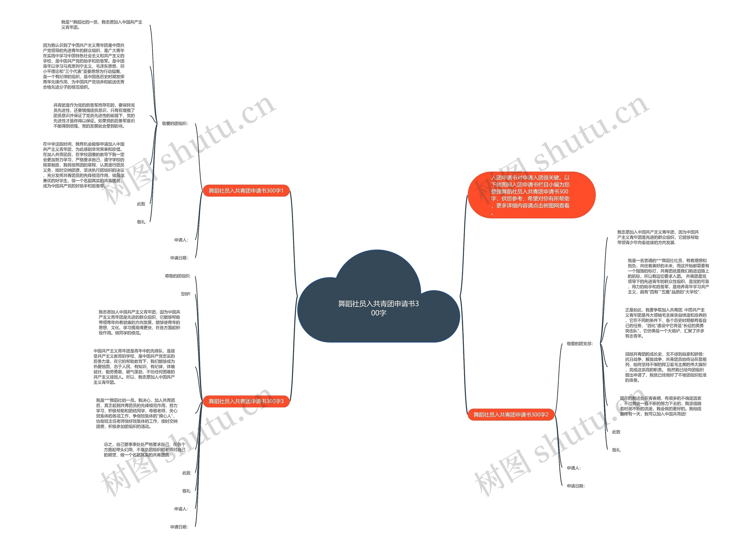 舞蹈社员入共青团申请书300字思维导图