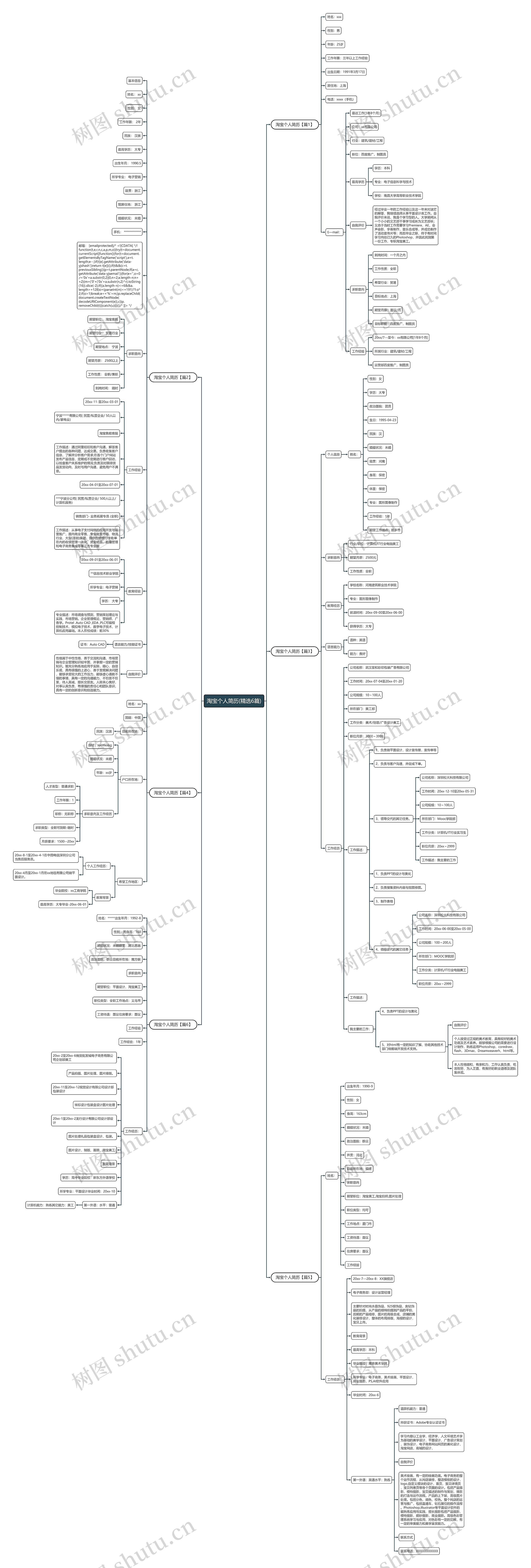 淘宝个人简历(精选6篇)思维导图