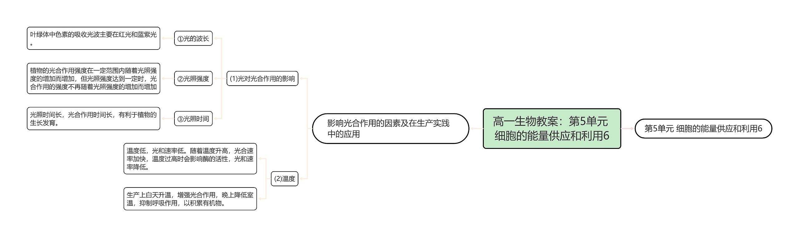 高一生物教案：第5单元 细胞的能量供应和利用6思维导图